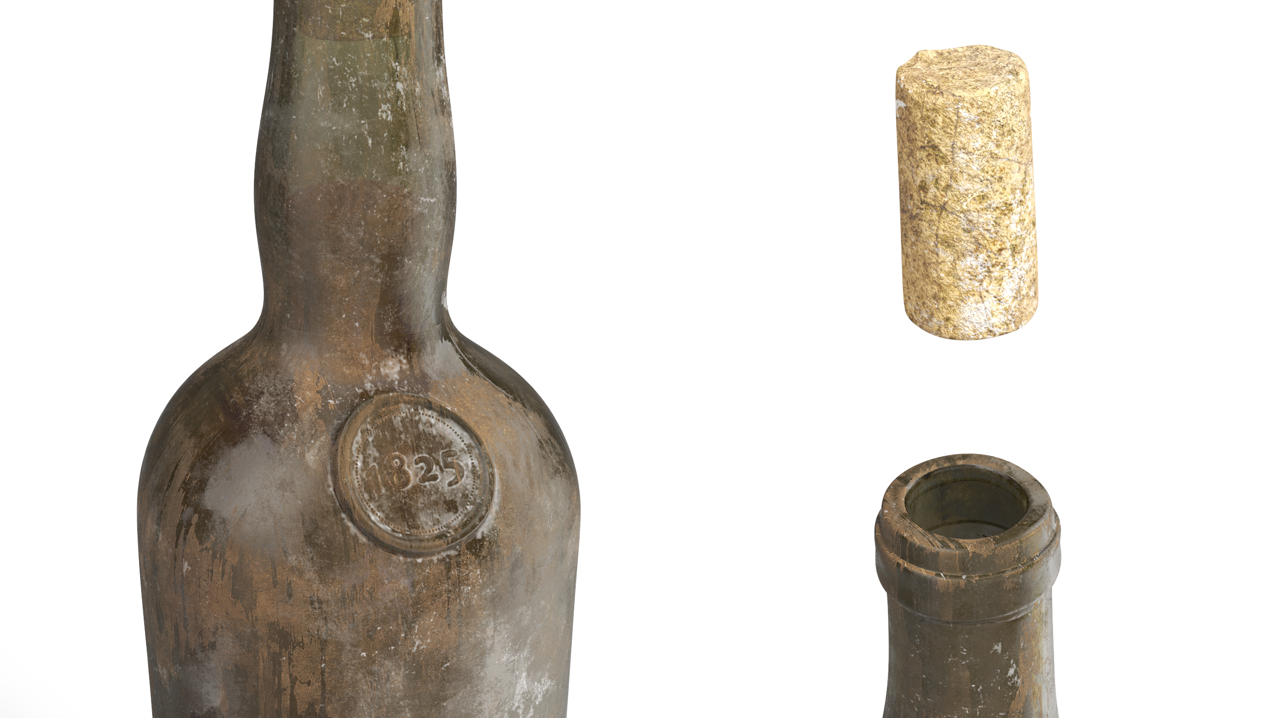 3D Antique Wine Bottle Old model