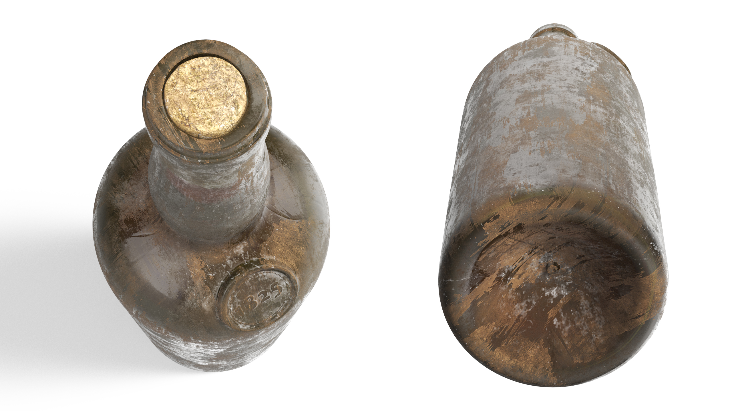 3D Antique Wine Bottle Old model