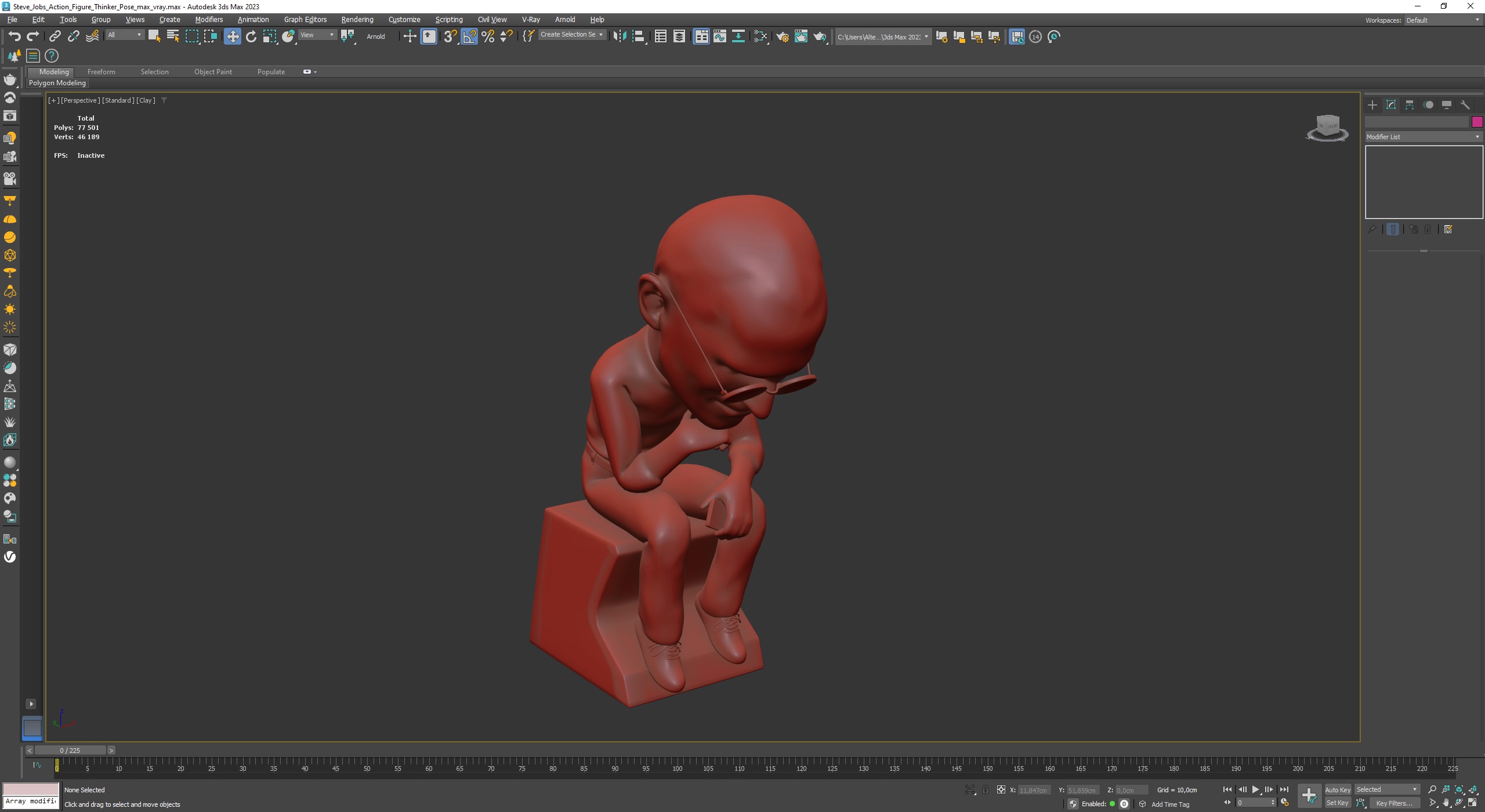 3D model Steve Jobs Action Figure Thinker Pose for 3D Print