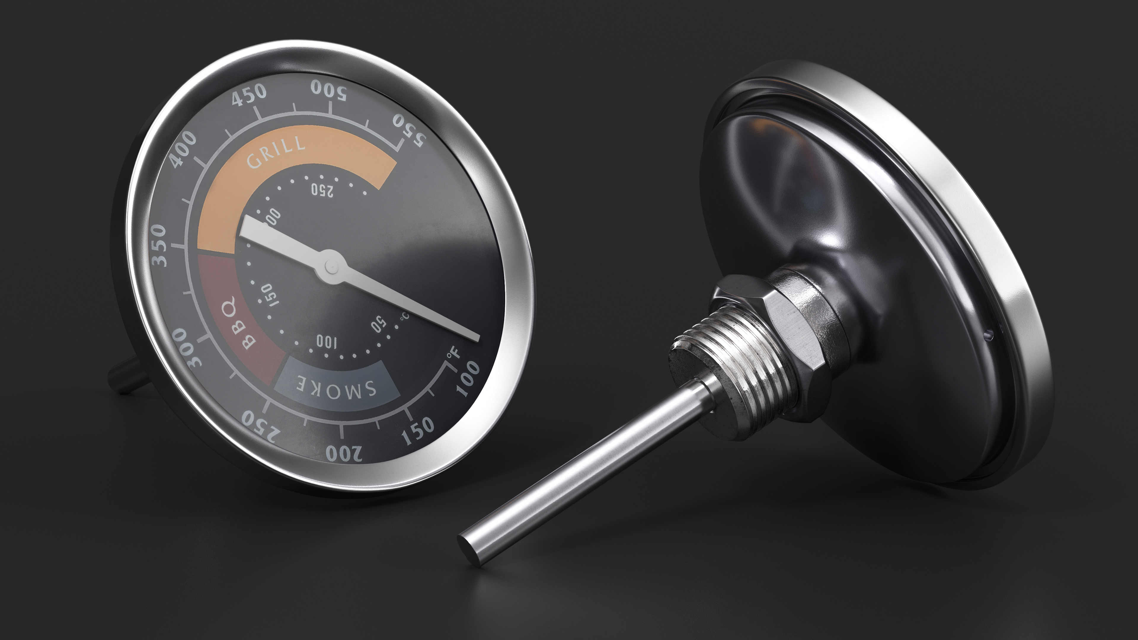 BBQ Grill Smoker Thermometer Gauge 3D model
