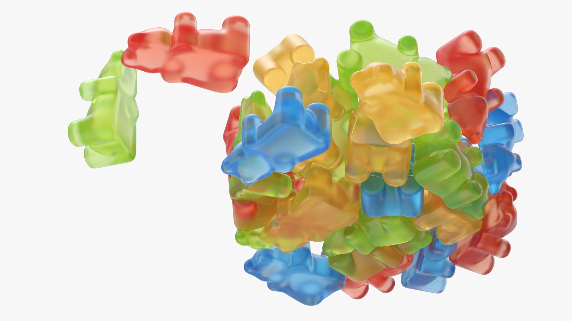 Assorted Bear Gumdrops in Bowl Set Multicolor, view 3