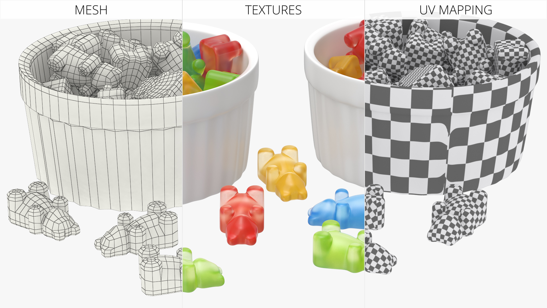 Assorted Bear Gumdrops in Bowl Set Multicolor, view 5