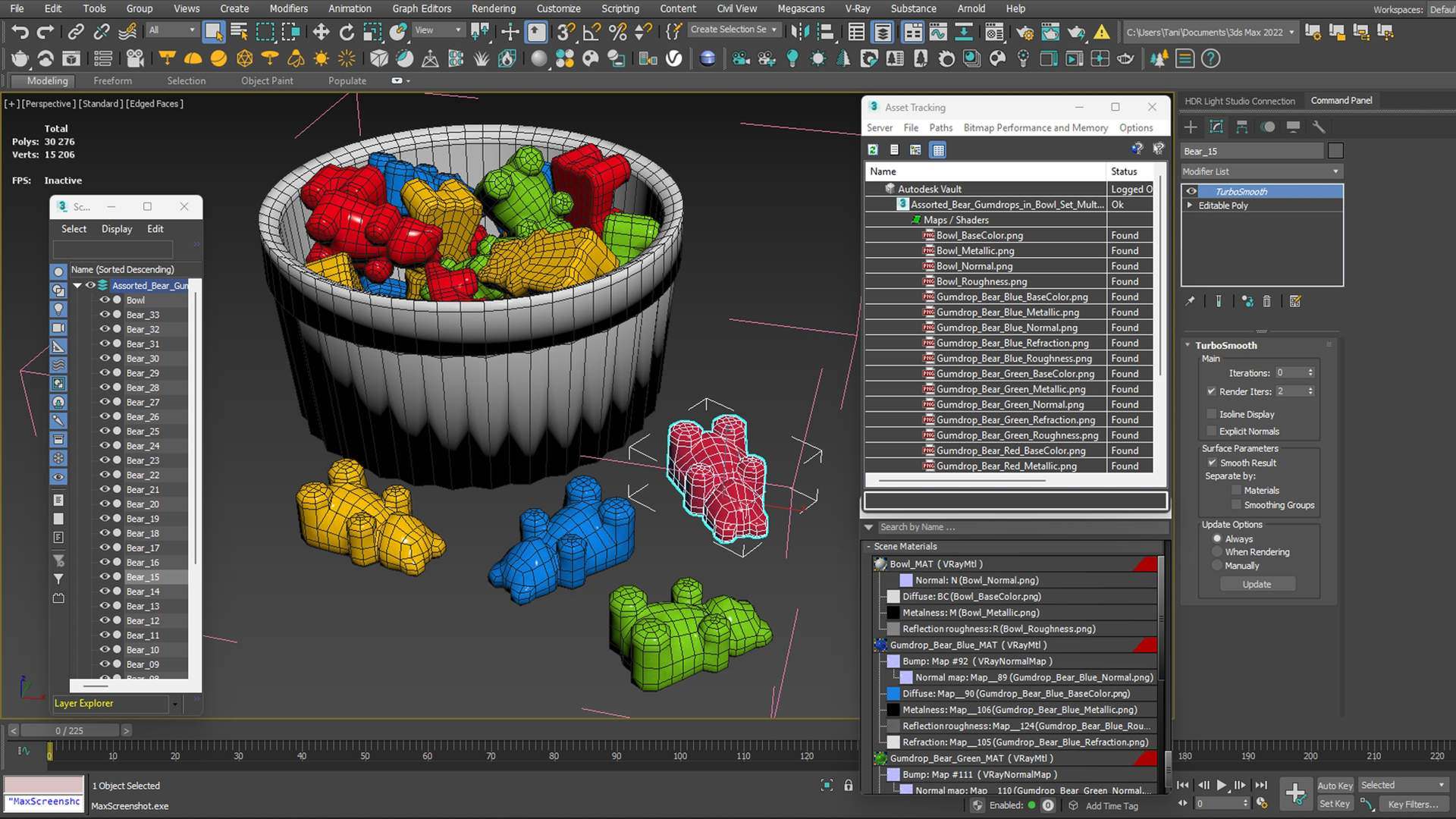 Assorted Bear Gumdrops in Bowl Set Multicolor, view 11