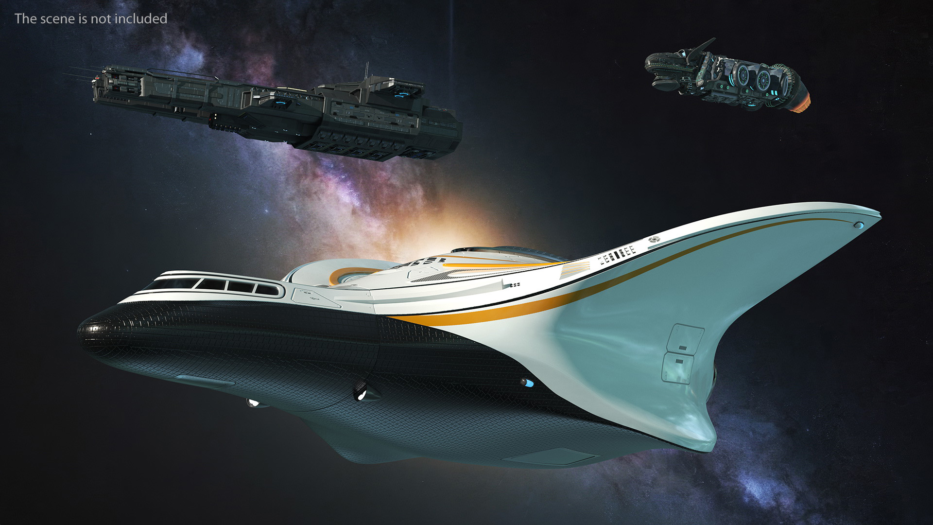 3D Futuristic Shuttle Spaceship Concept
