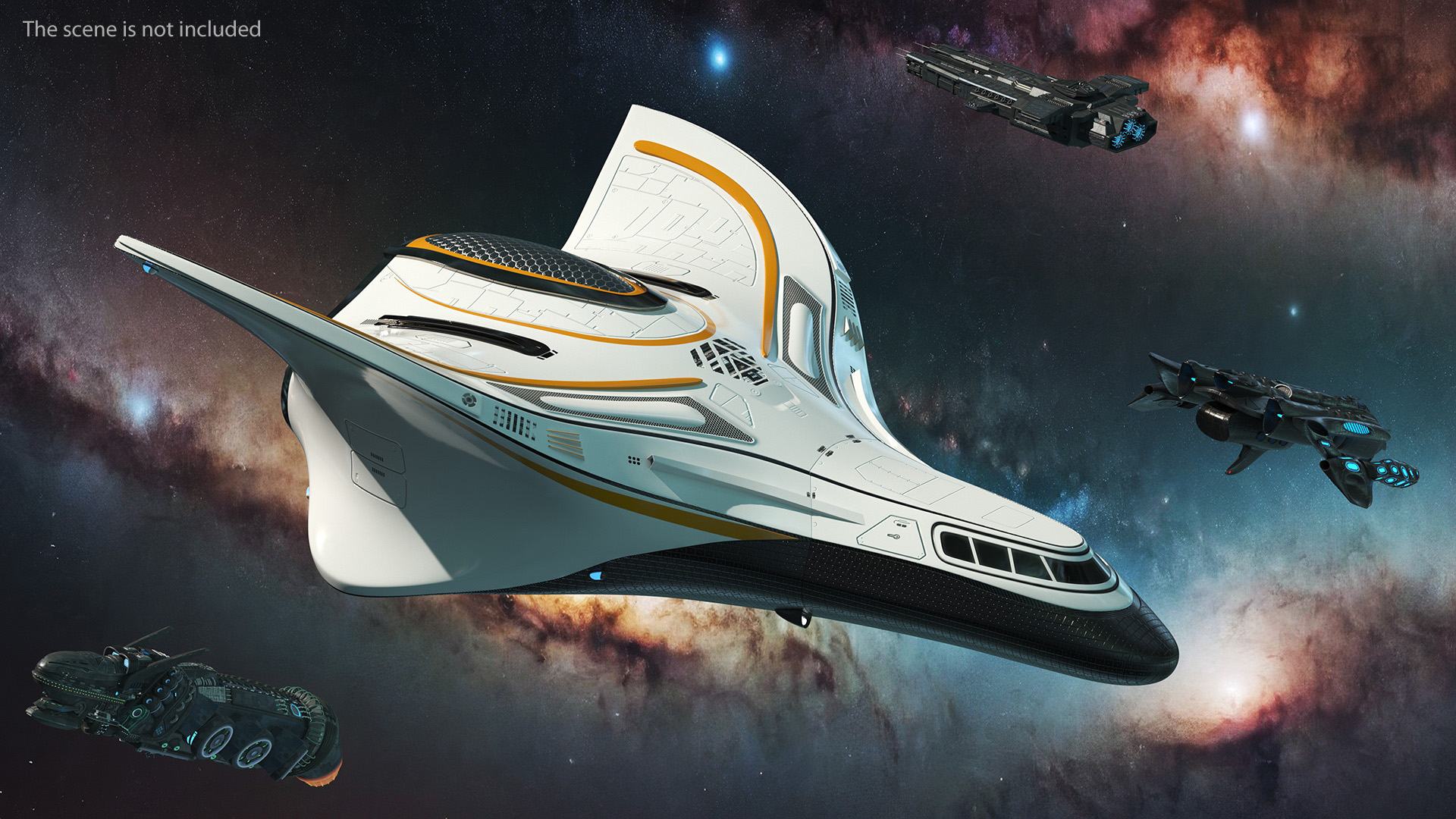3D Futuristic Shuttle Spaceship Concept