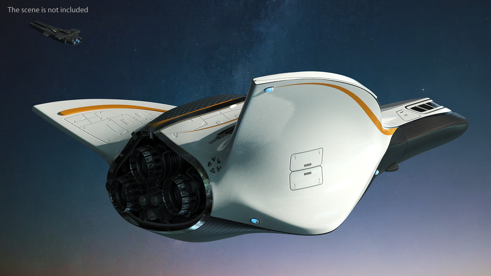 3D Futuristic Shuttle Spaceship Concept