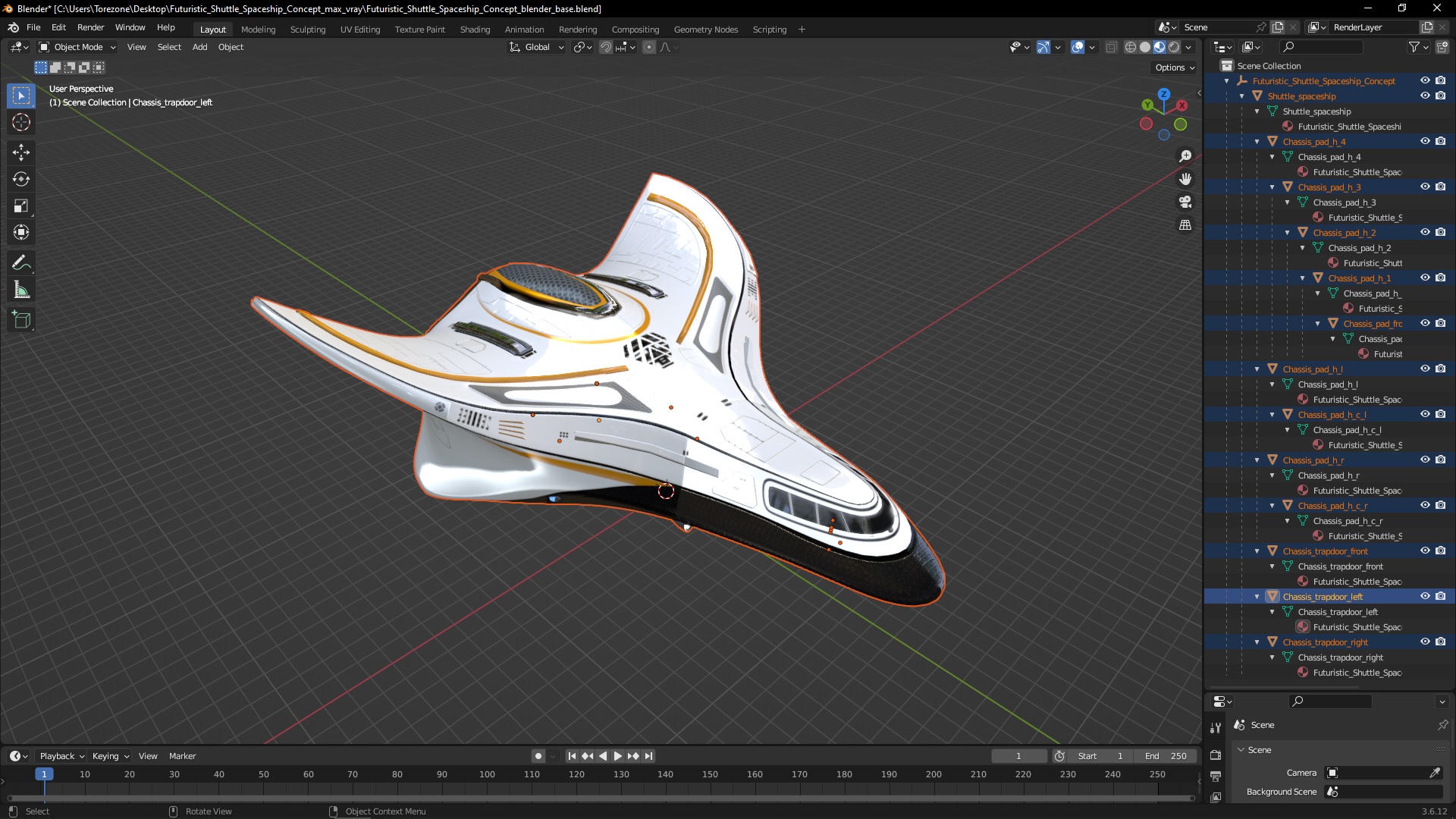 3D Futuristic Shuttle Spaceship Concept