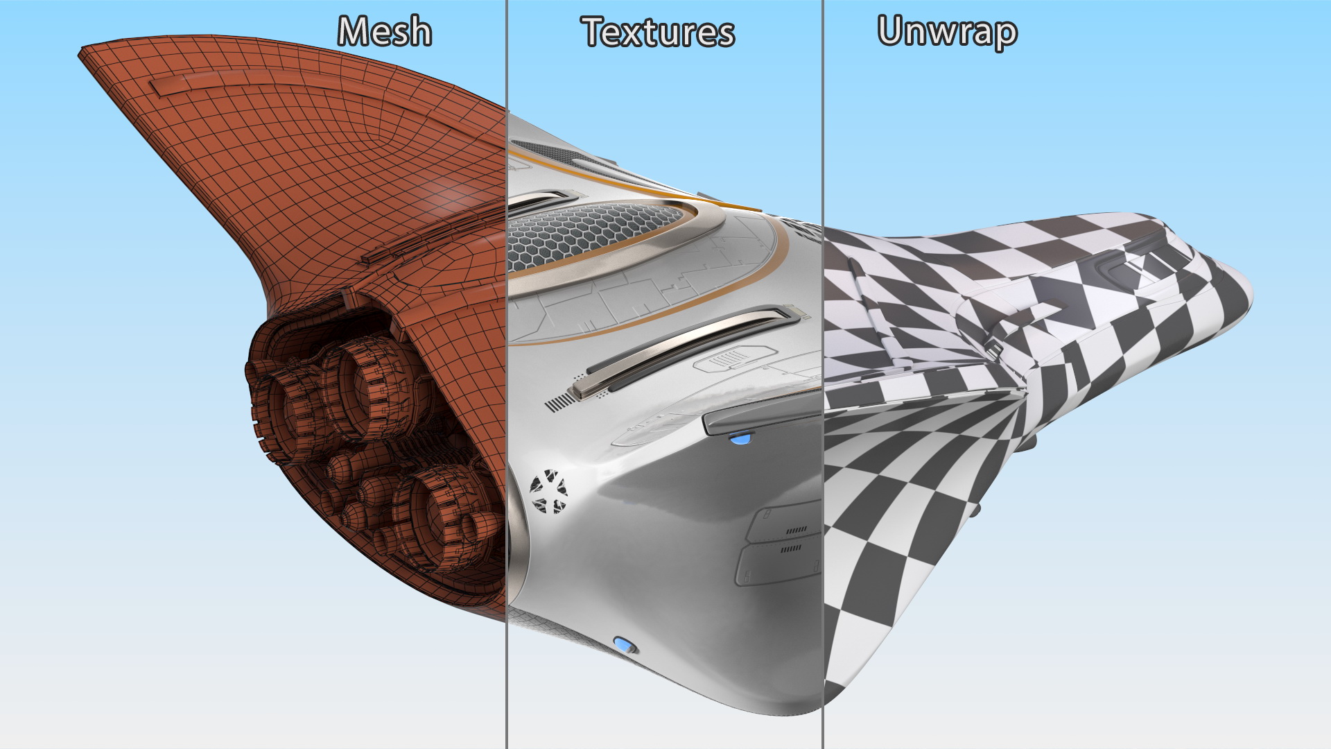 3D Futuristic Shuttle Spaceship Concept