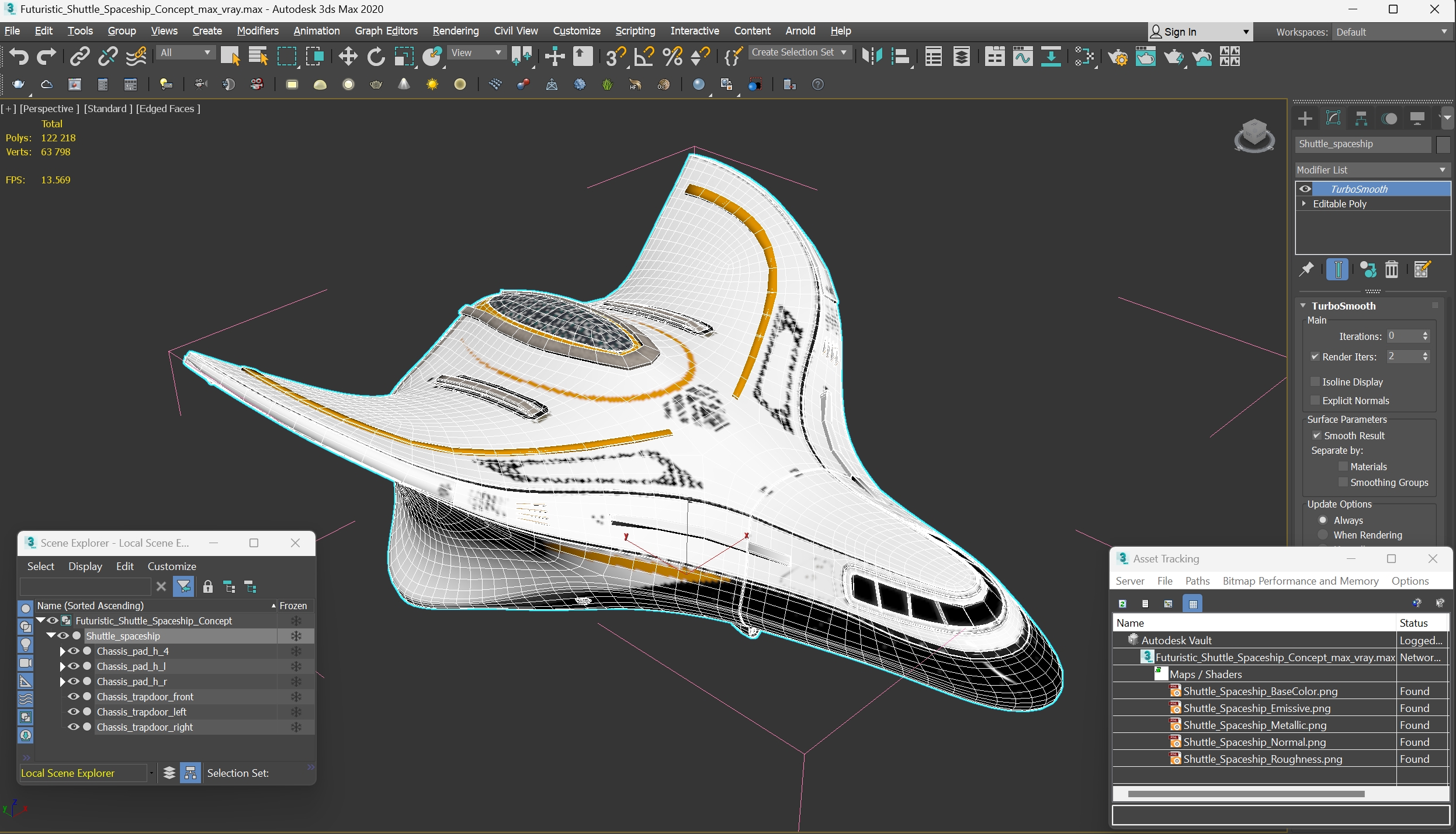 3D Futuristic Shuttle Spaceship Concept