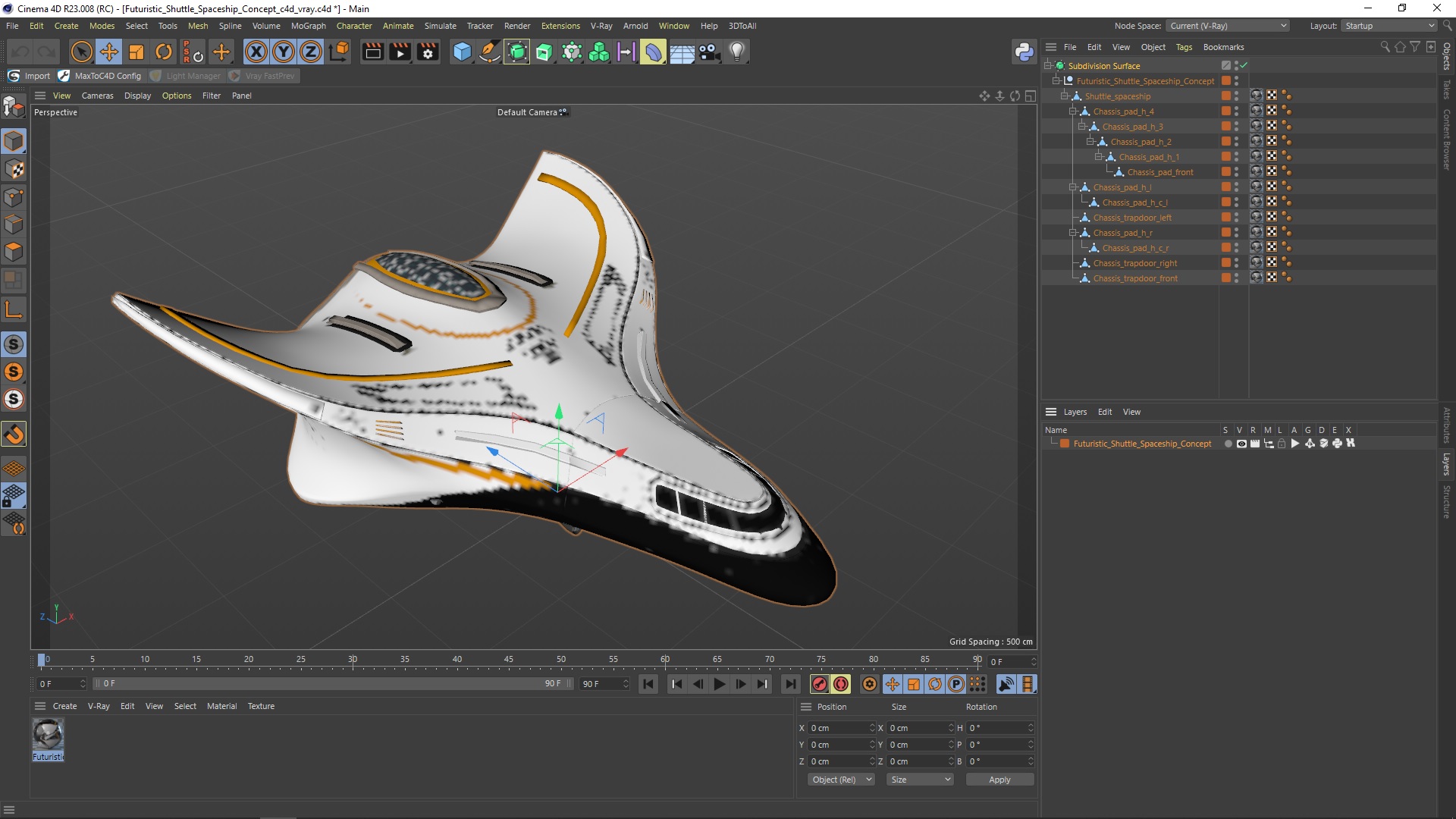 3D Futuristic Shuttle Spaceship Concept