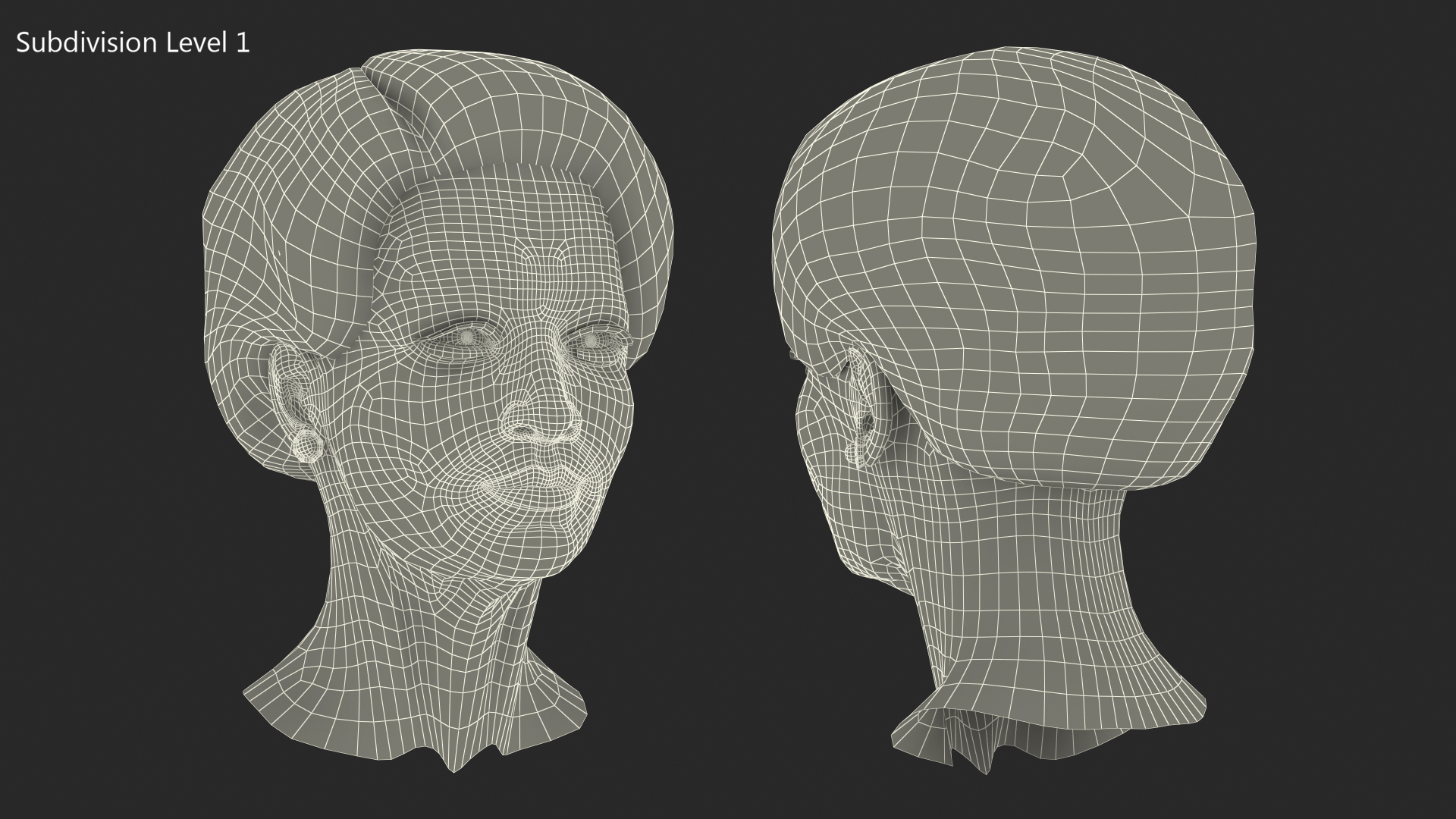 3D Asian Grandma Head model