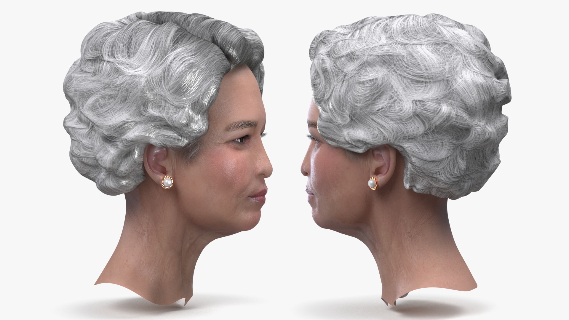 3D Asian Grandma Head model