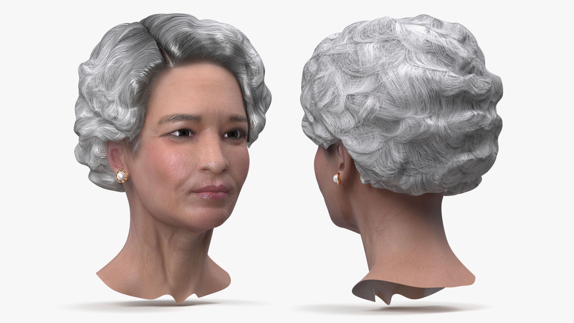 3D Asian Grandma Head model