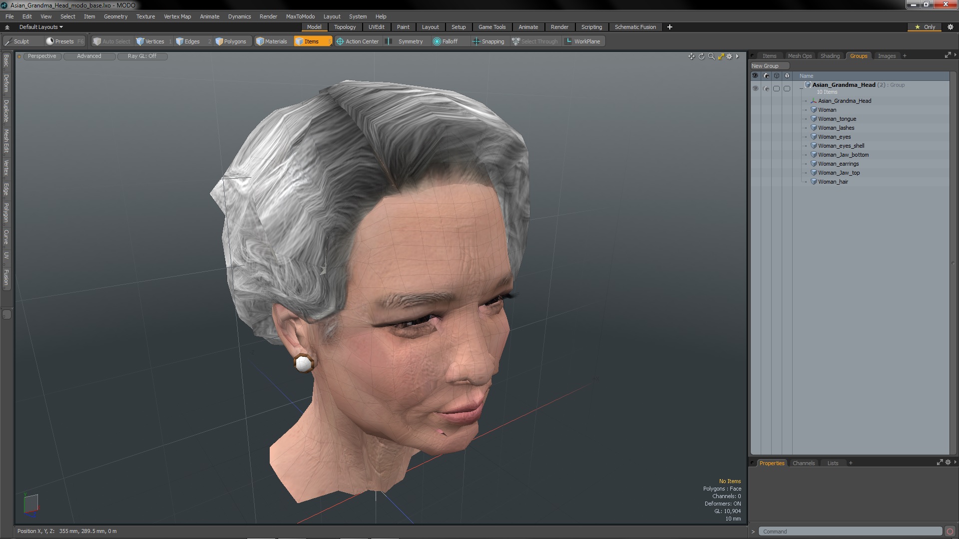3D Asian Grandma Head model