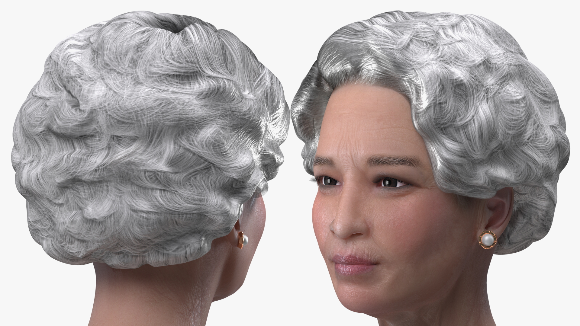 3D Asian Grandma Head model