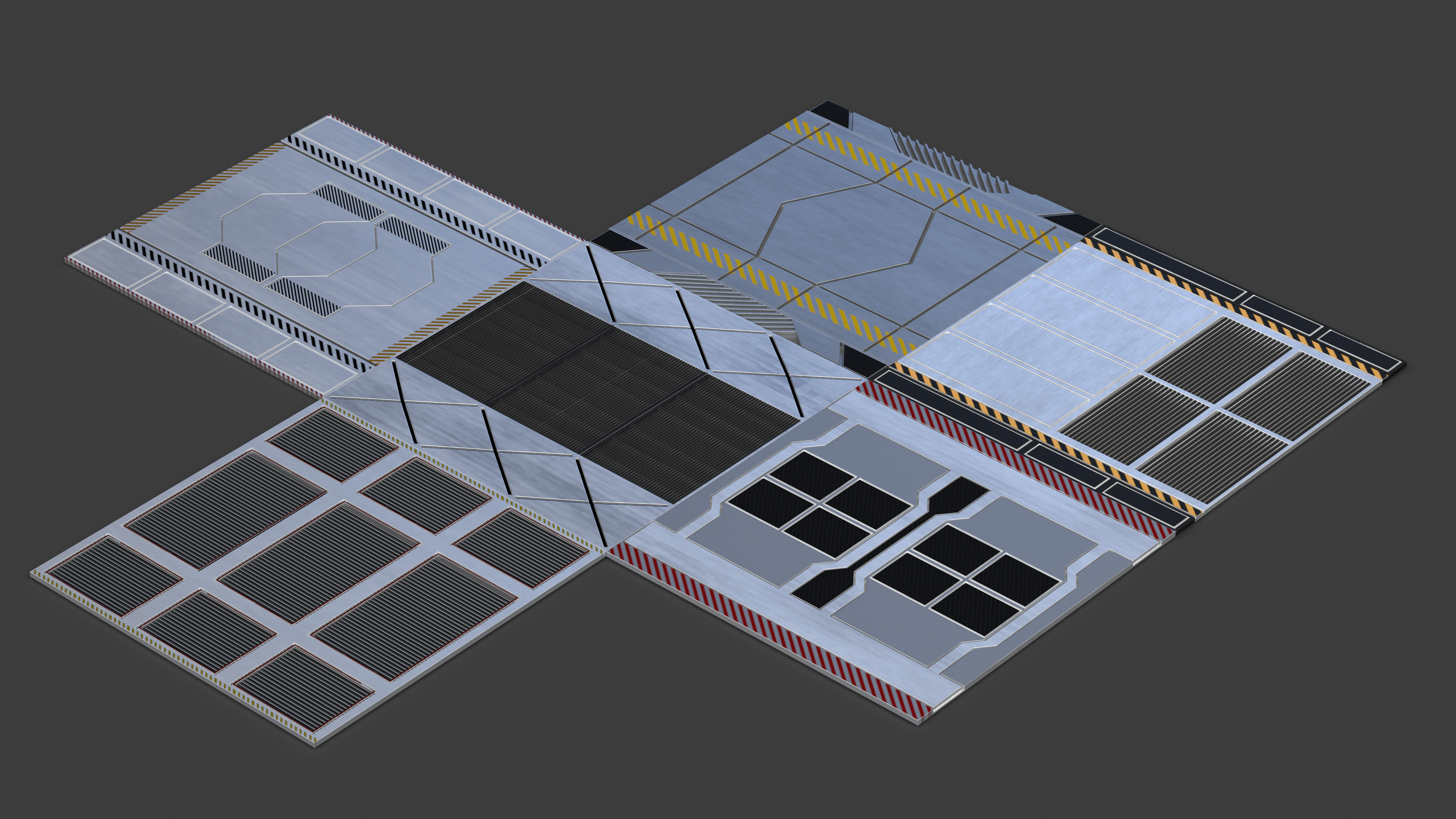 Futuristic Floor Panels Set 3D
