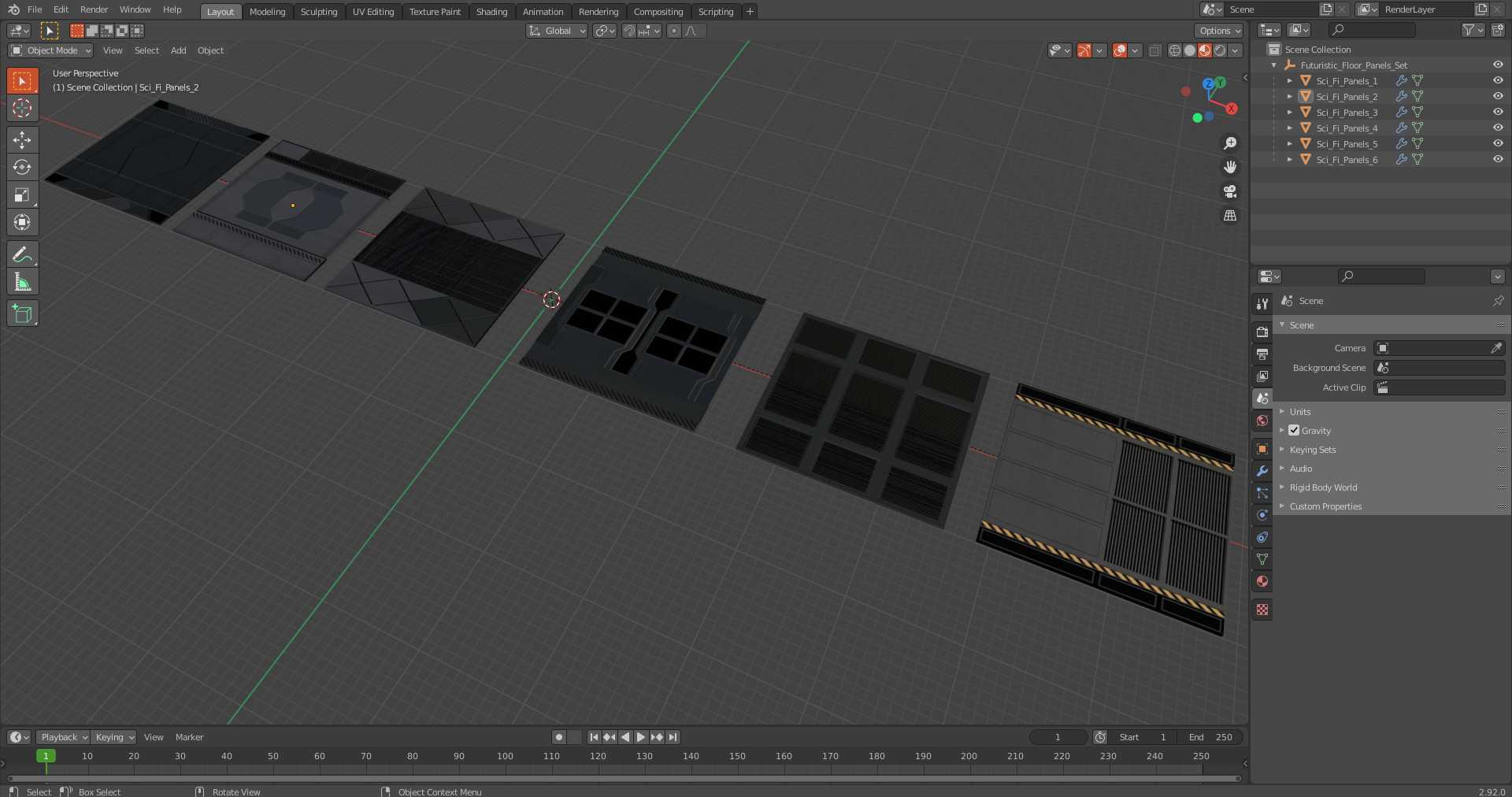 Futuristic Floor Panels Set 3D