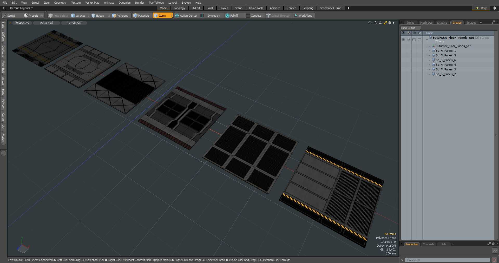 Futuristic Floor Panels Set 3D