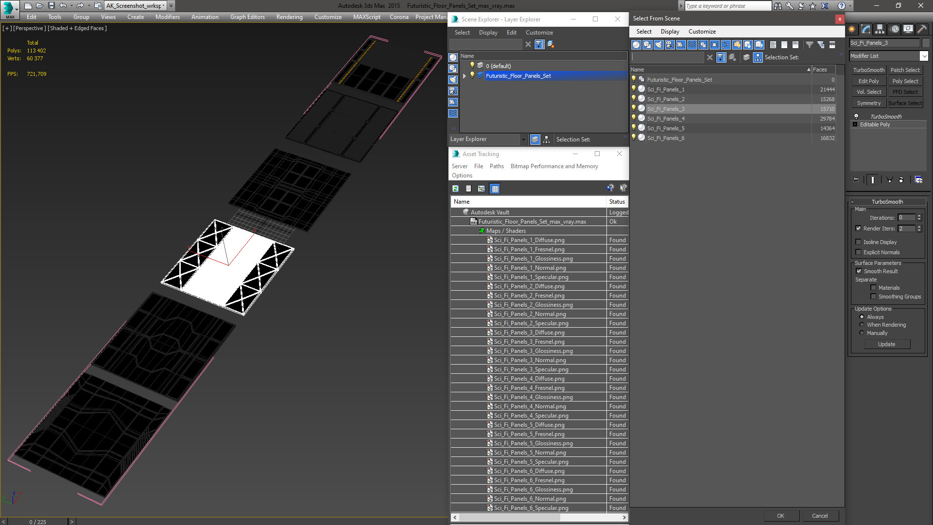 Futuristic Floor Panels Set 3D
