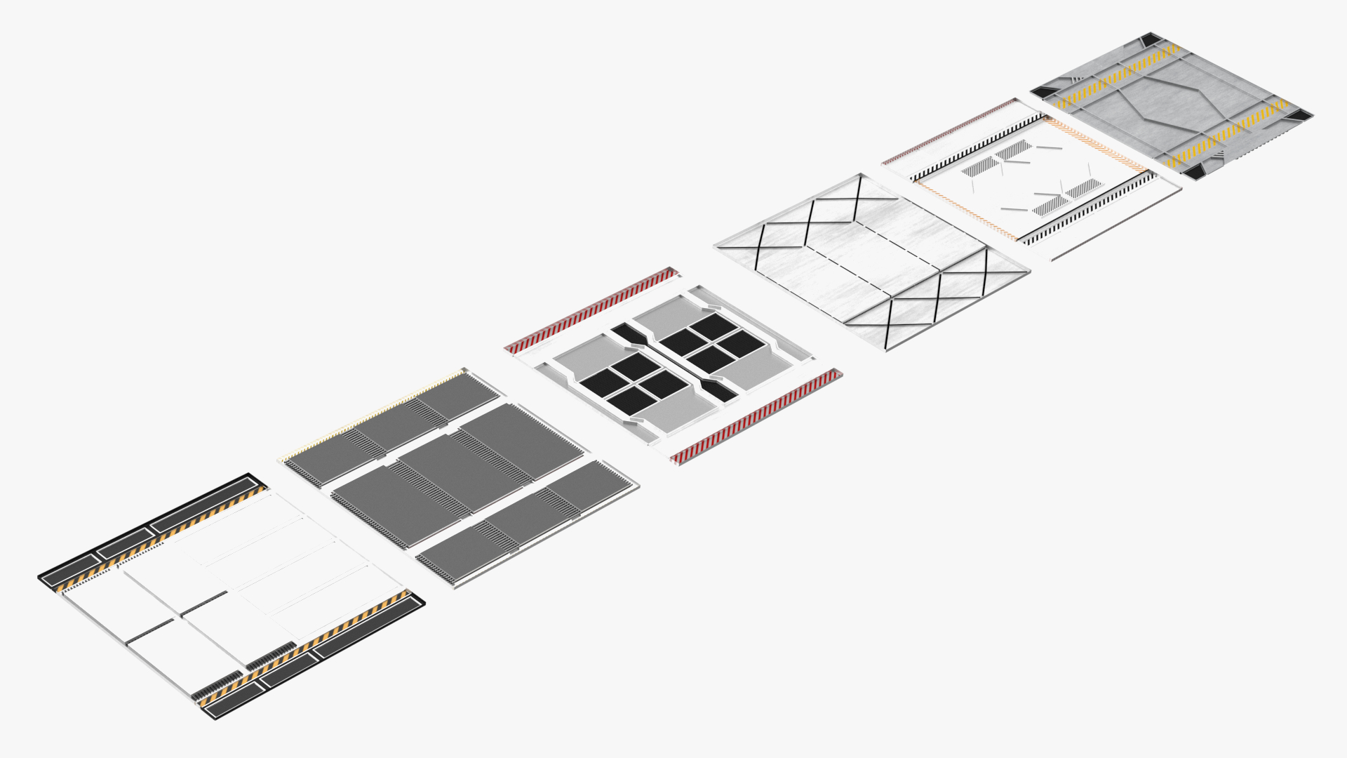 Futuristic Floor Panels Set 3D