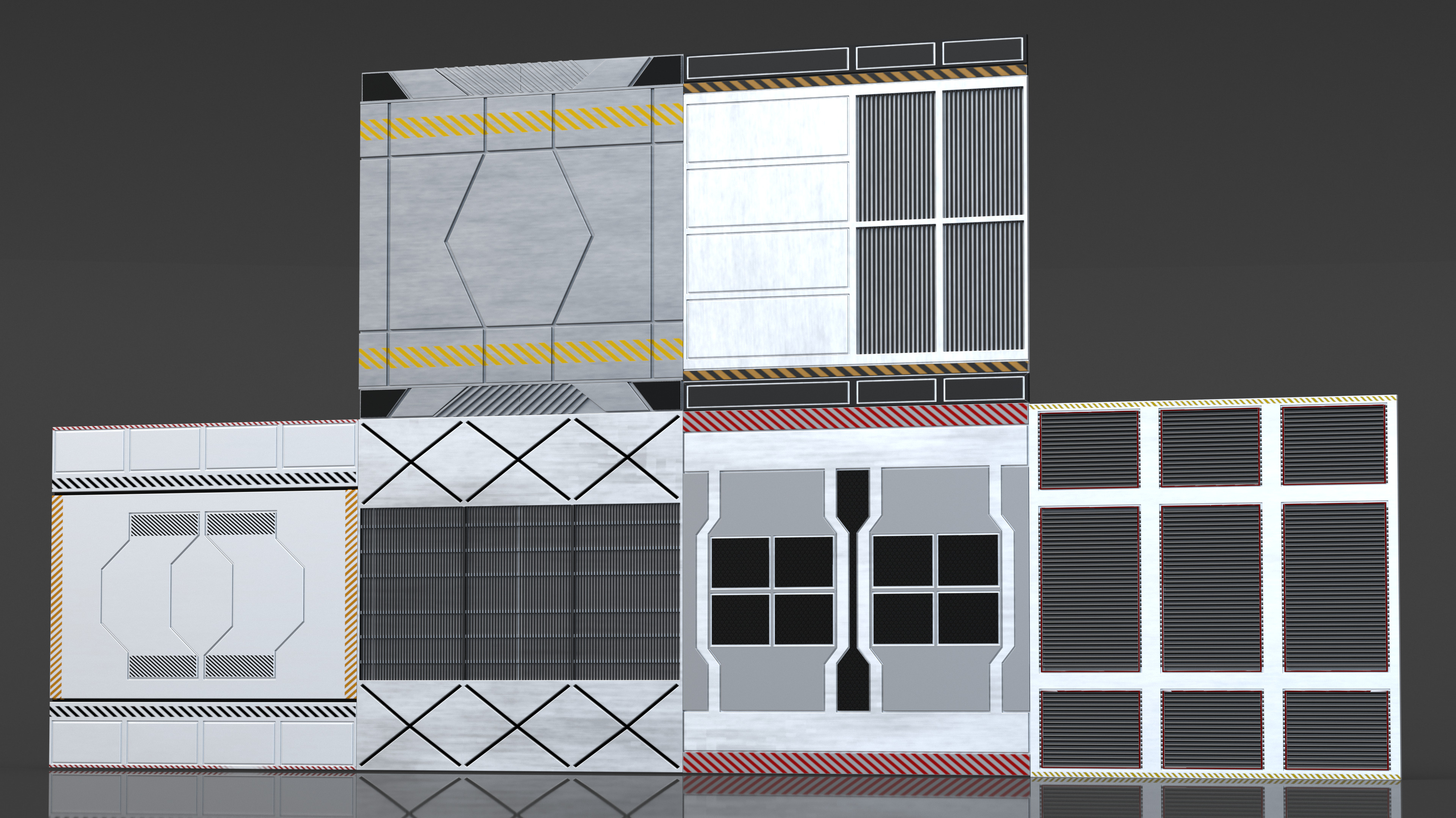 Futuristic Floor Panels Set 3D