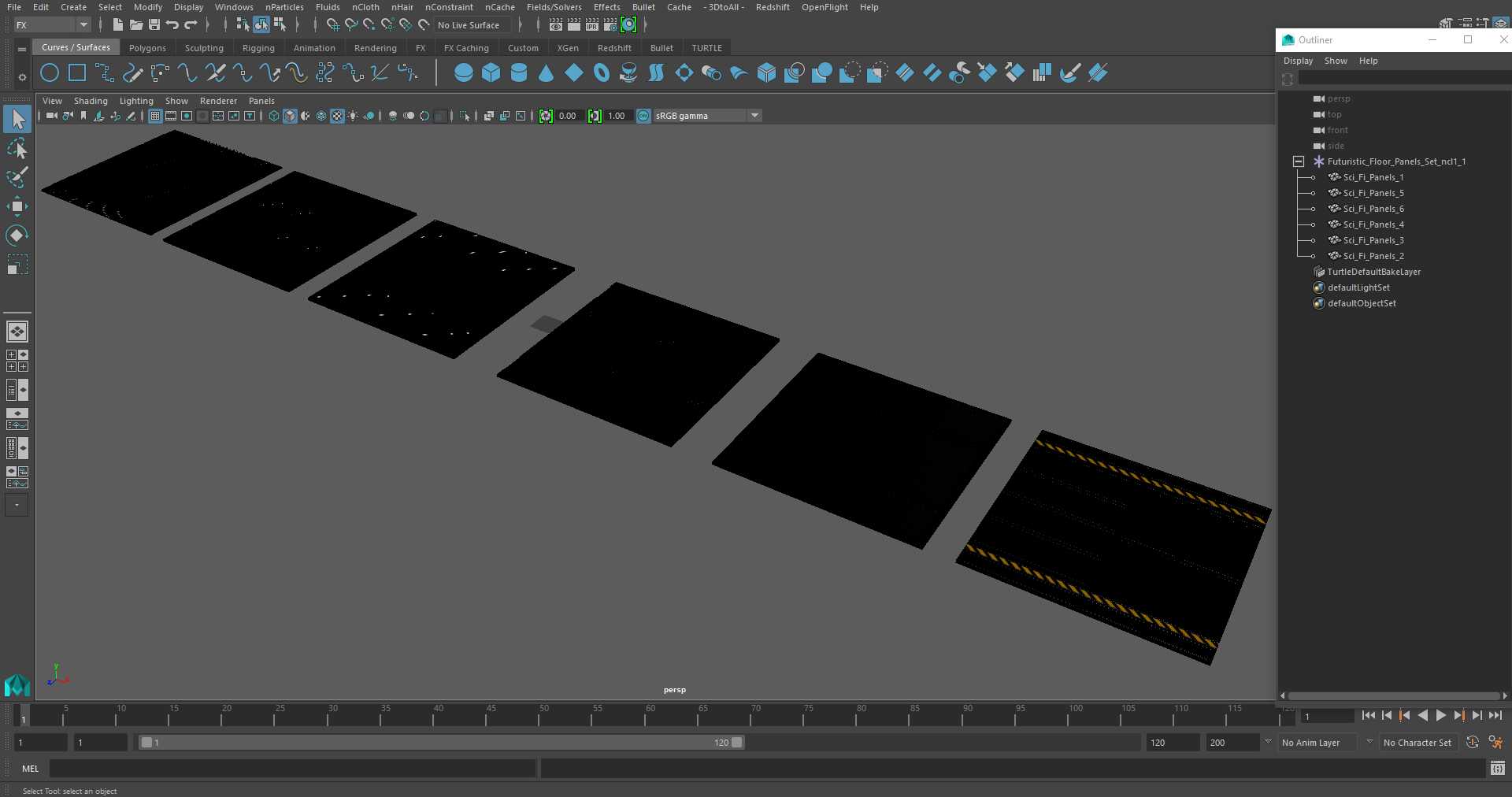 Futuristic Floor Panels Set 3D