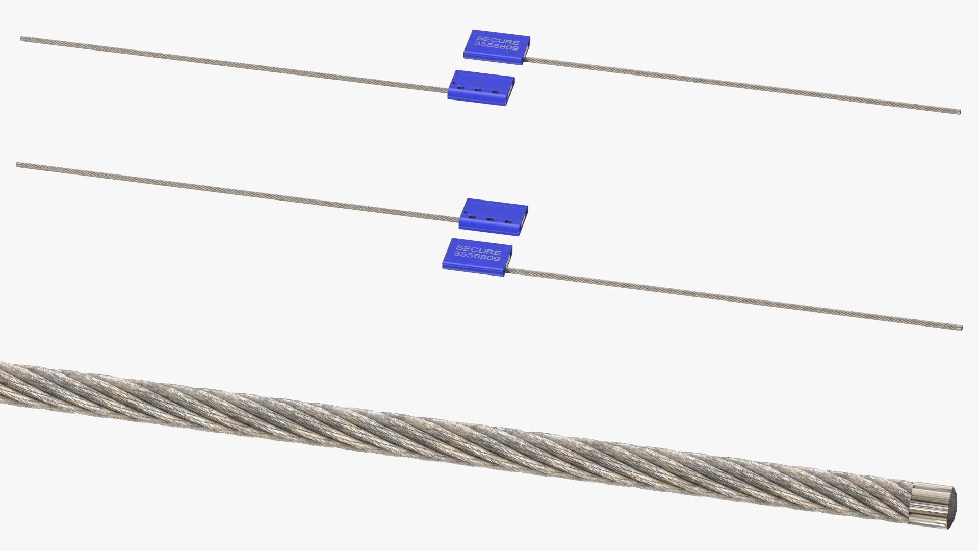 3D Blue Tight Steel Cable Seal Straight