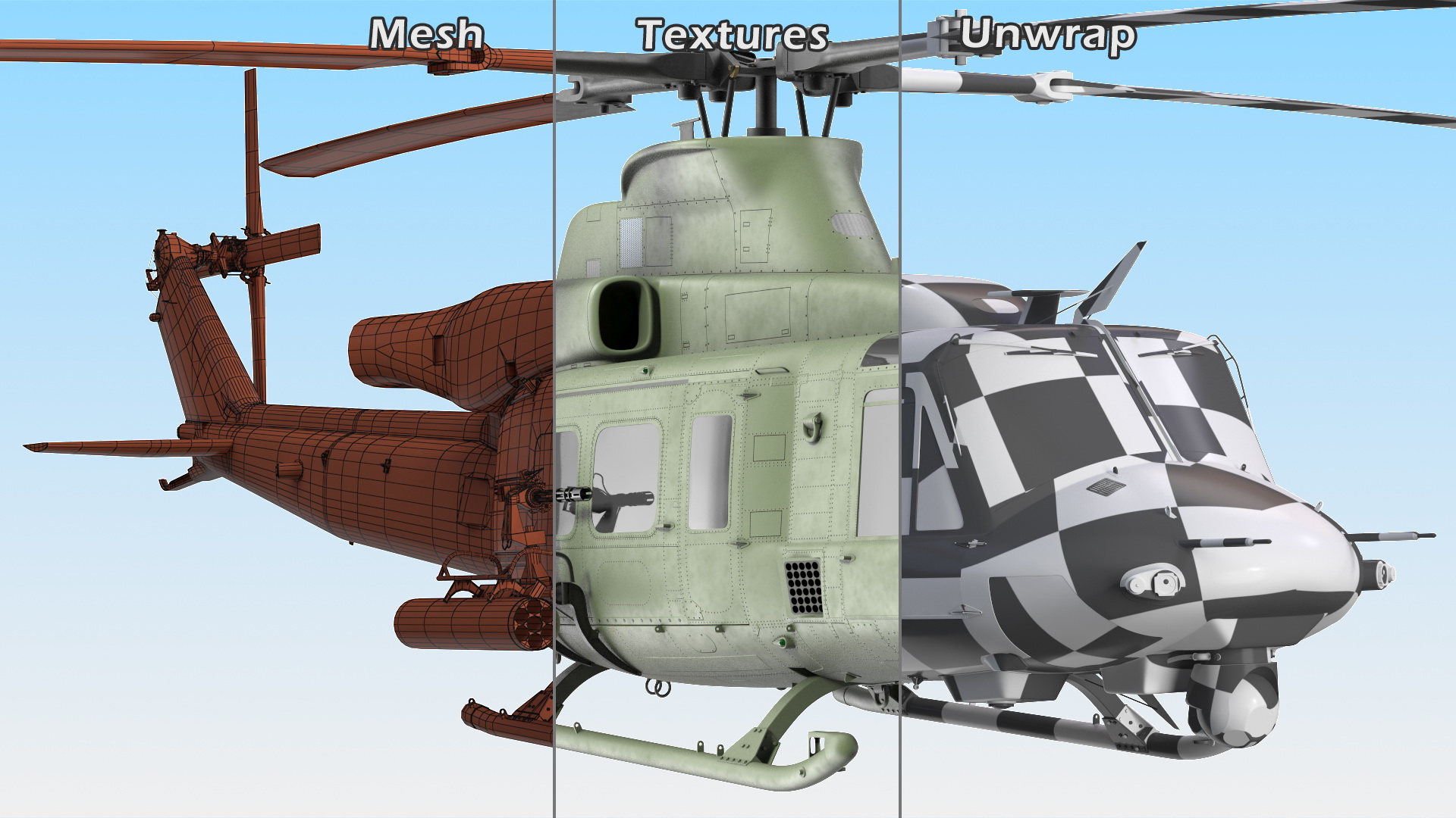 3D Military Medium Utility Helicopter Exterior Only model