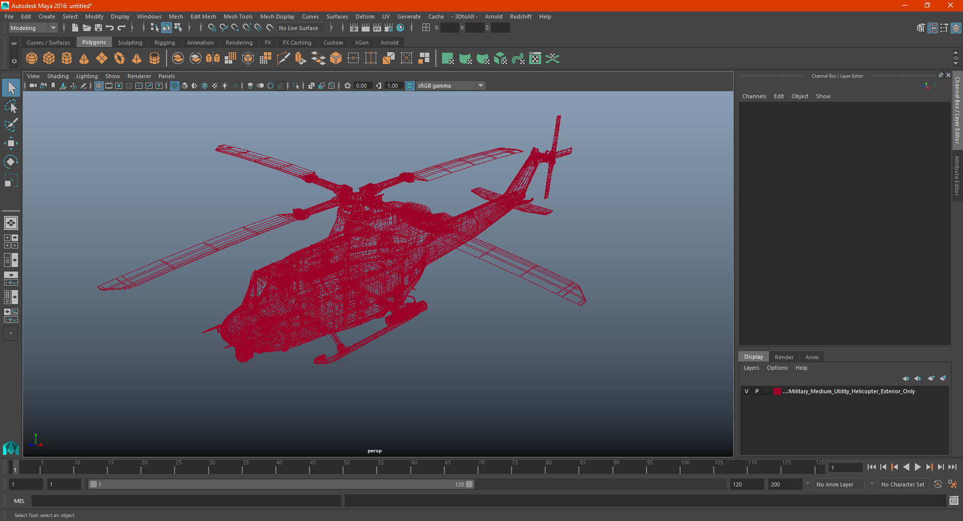 3D Military Medium Utility Helicopter Exterior Only model