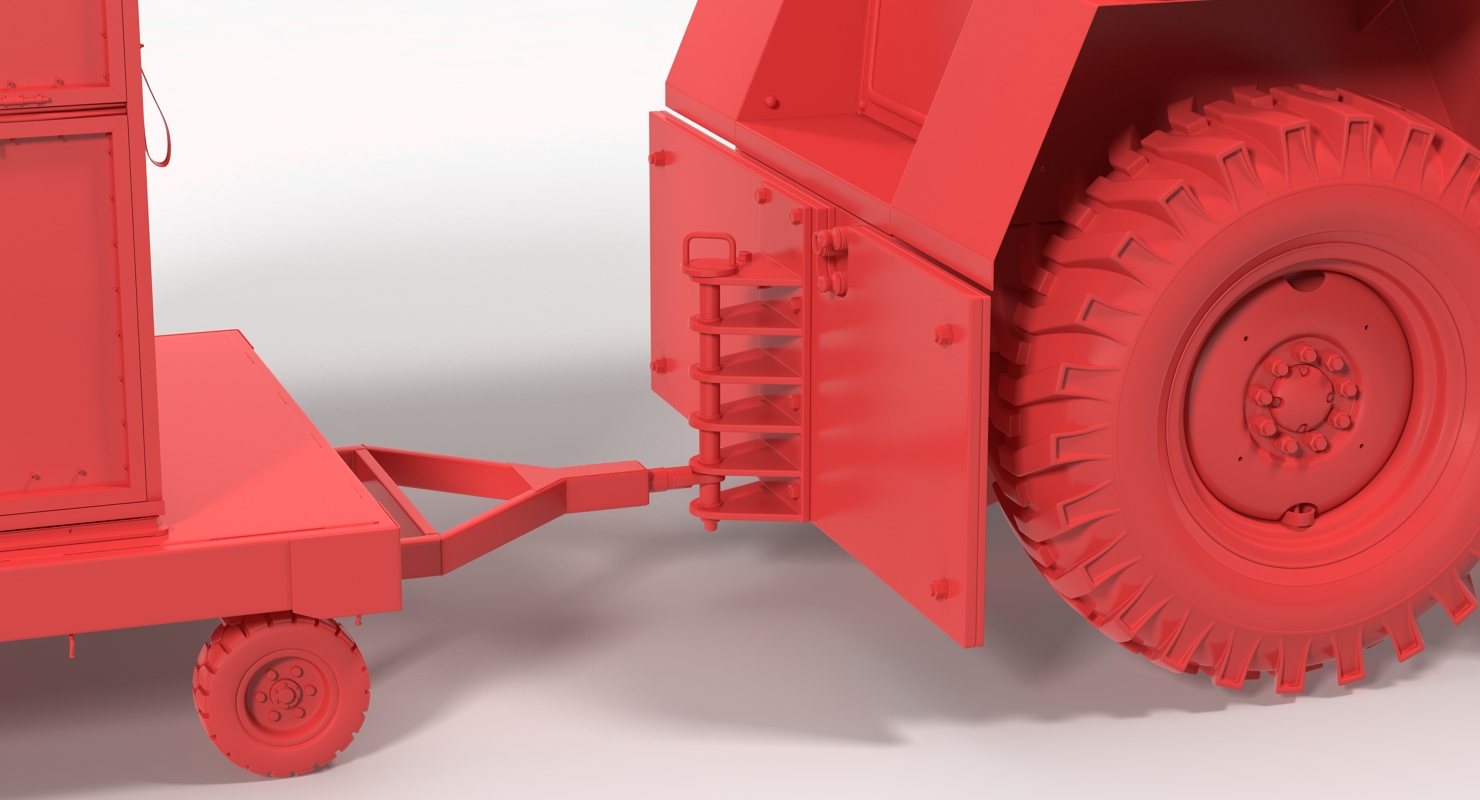 Airport Tug Hallam HE50 and Luggage Rigged 3D