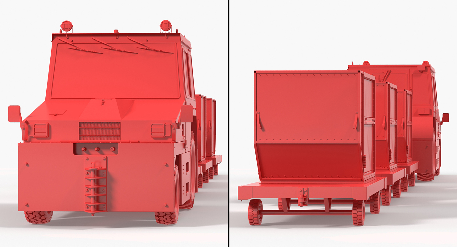 Airport Tug Hallam HE50 and Luggage Rigged 3D