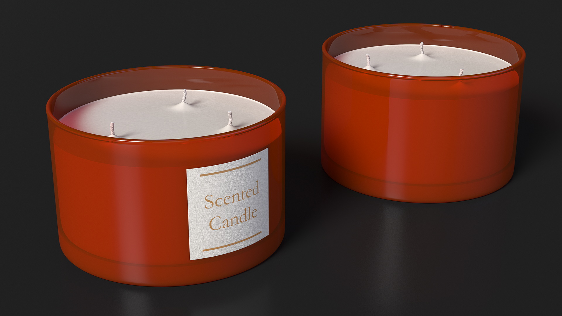 3D Scented Candle Red with 3 Wicks