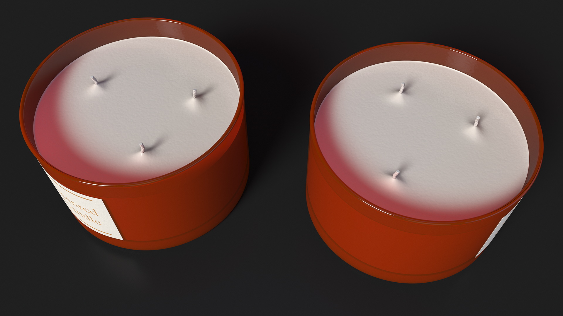 3D Scented Candle Red with 3 Wicks