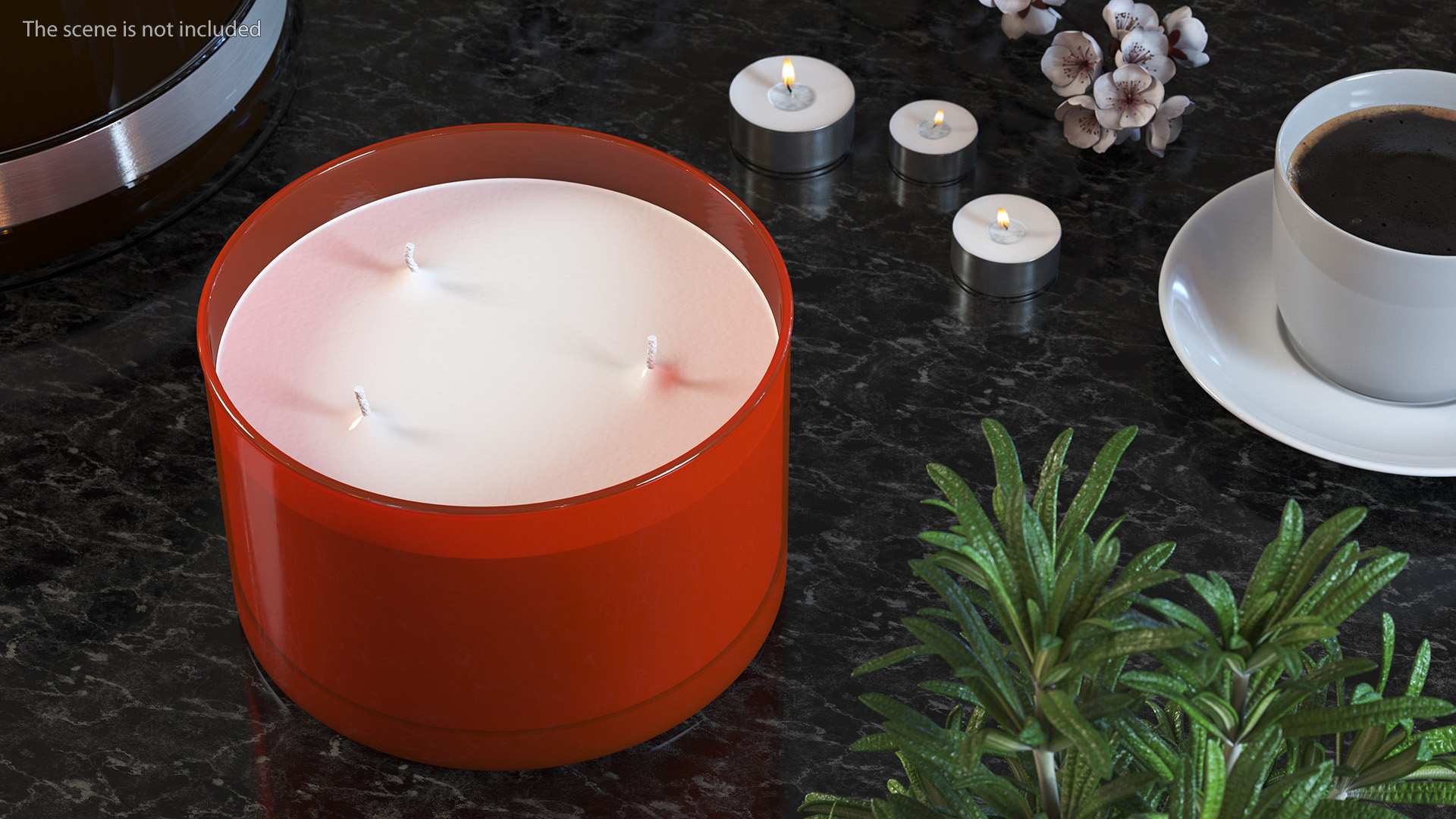 3D Scented Candle Red with 3 Wicks