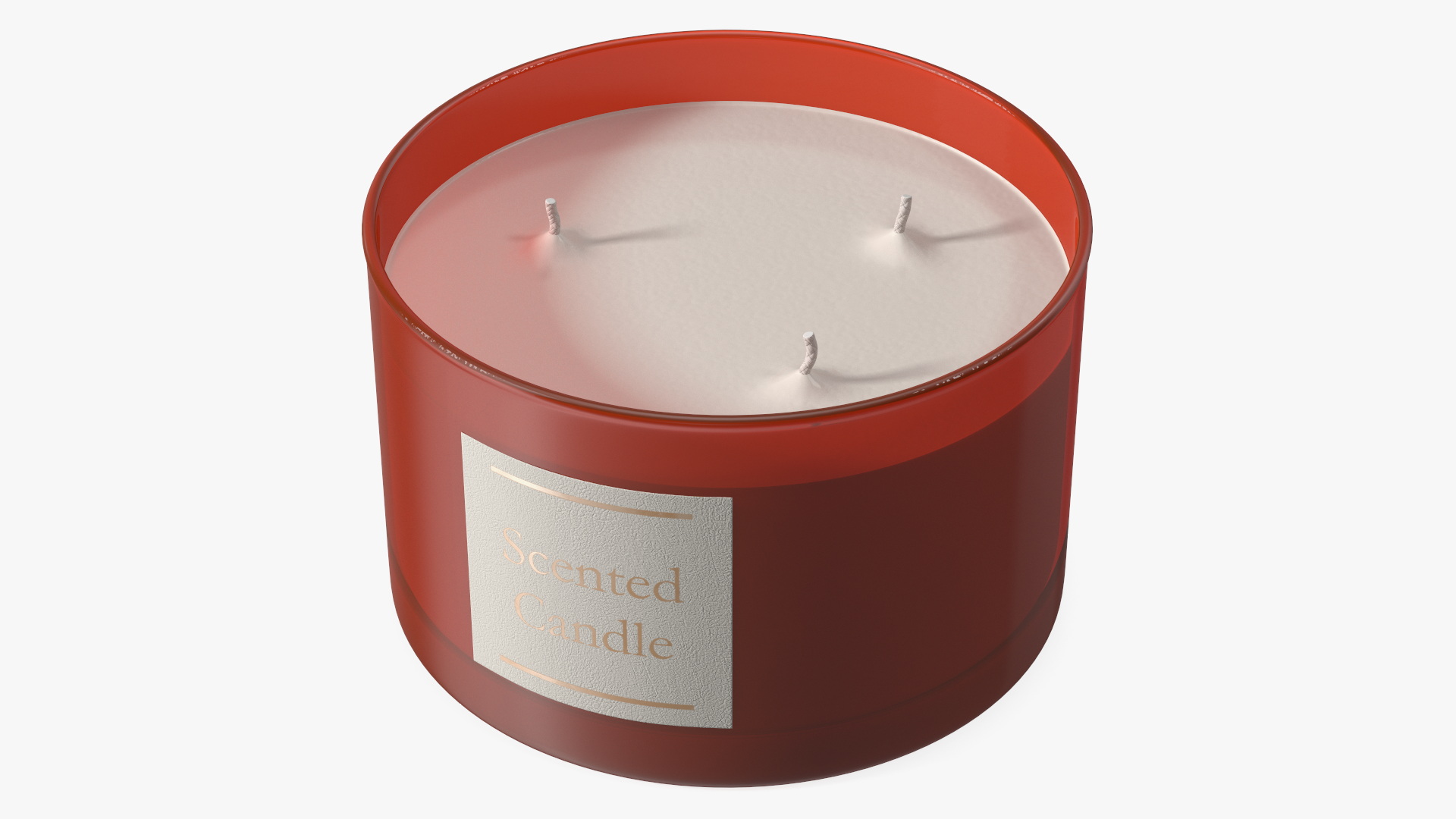 3D Scented Candle Red with 3 Wicks