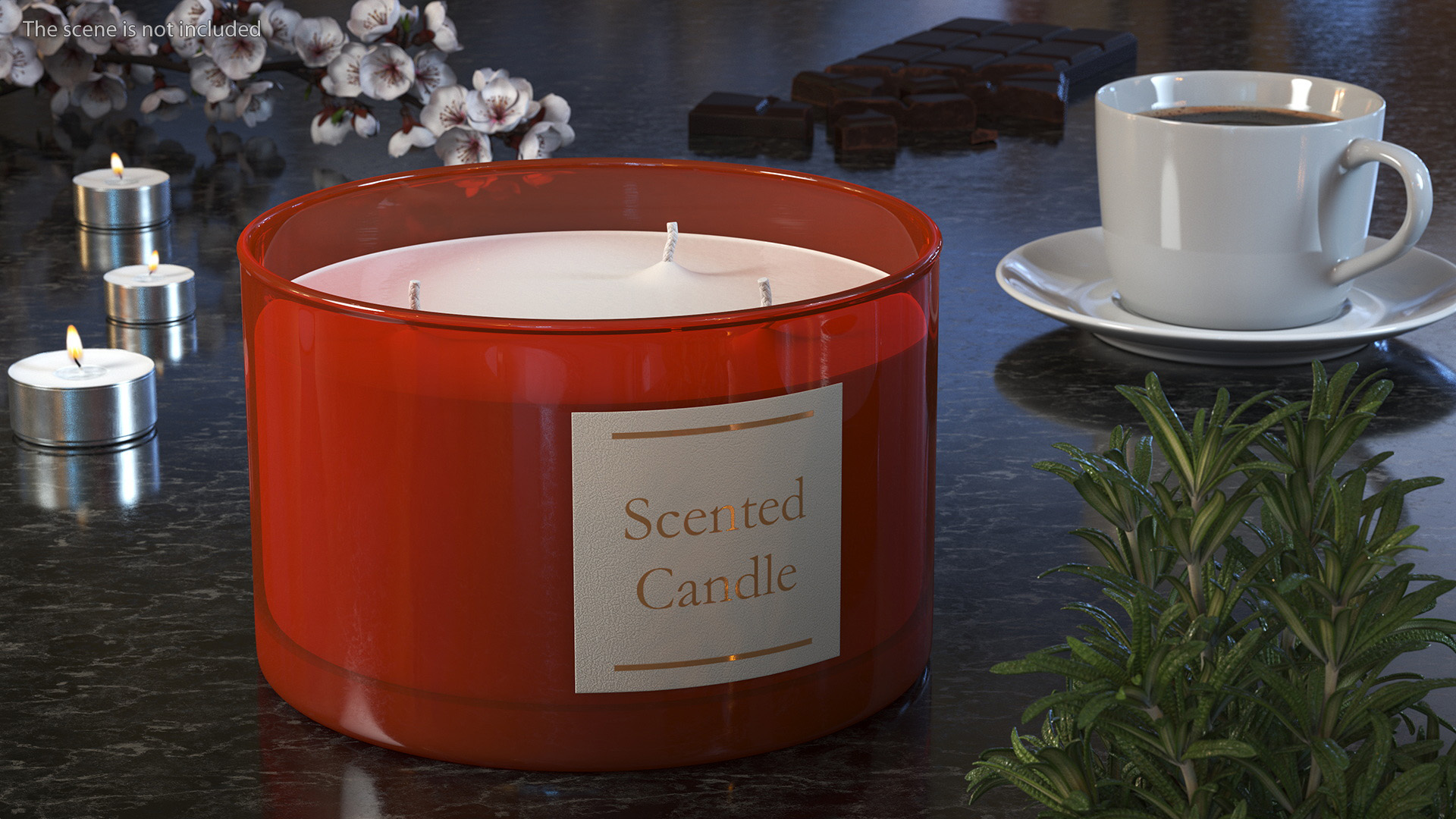 3D Scented Candle Red with 3 Wicks