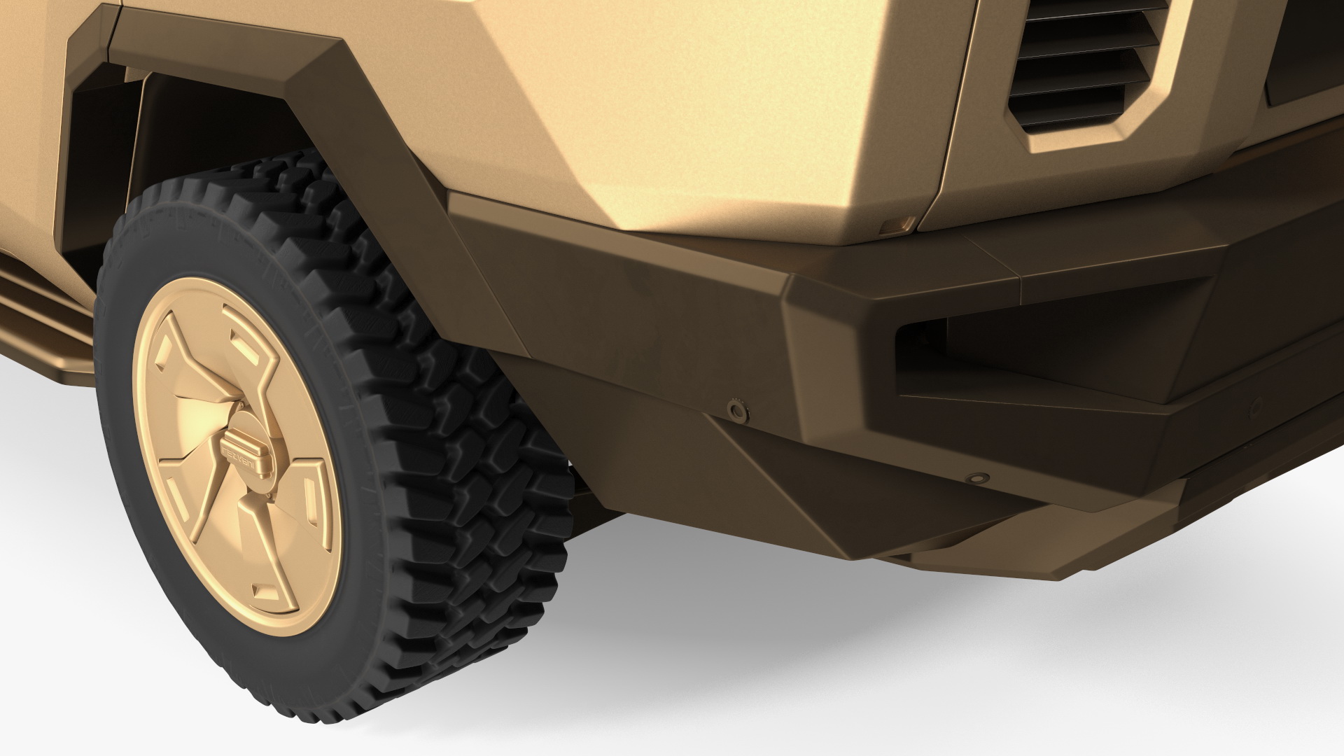 Armored Sand Colored SUV with Lights On 3D model