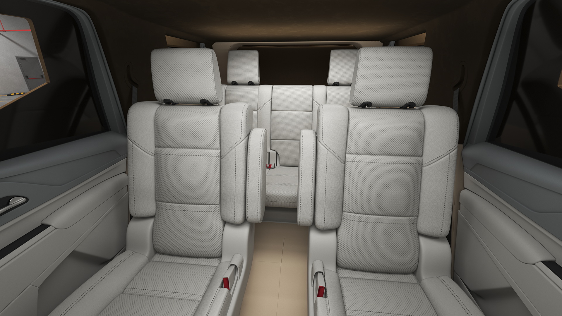 Armored Sand Colored SUV with Lights On 3D model