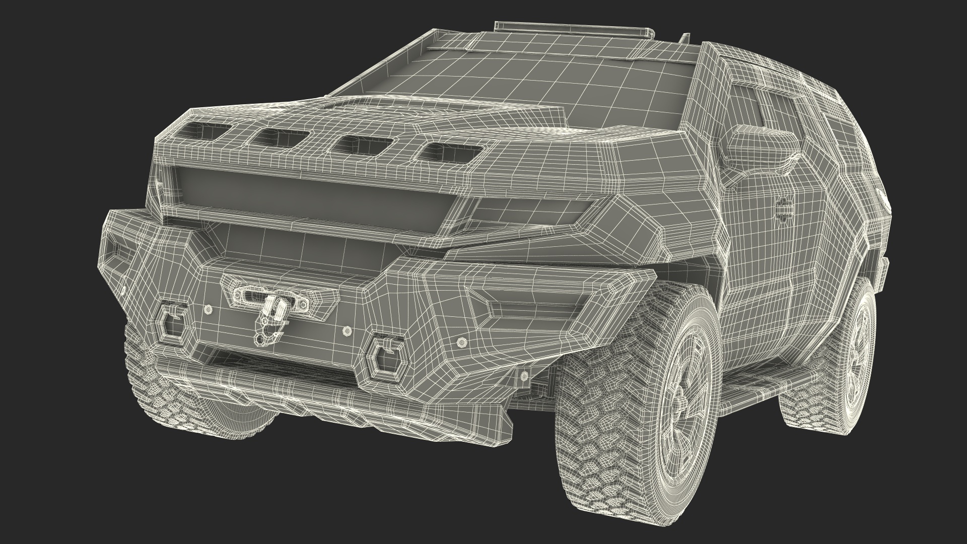 Armored Sand Colored SUV with Lights On 3D model