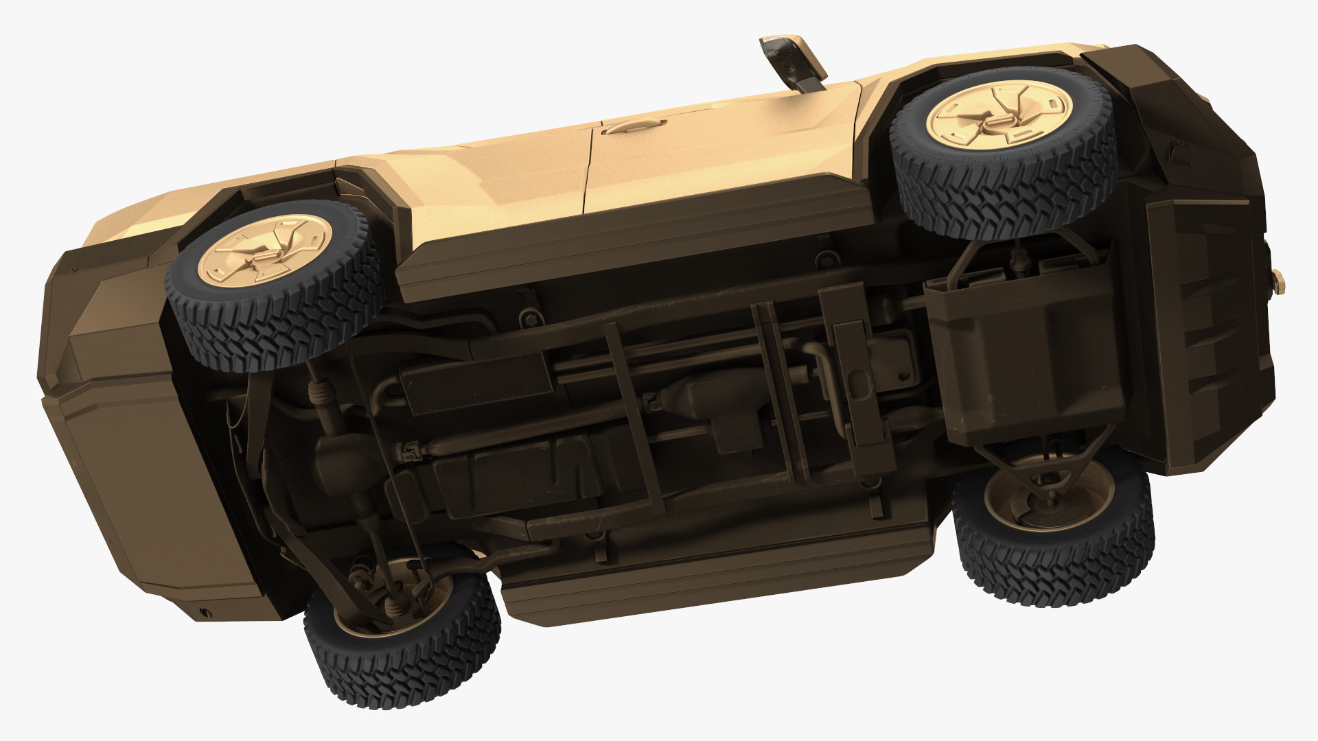Armored Sand Colored SUV with Lights On 3D model