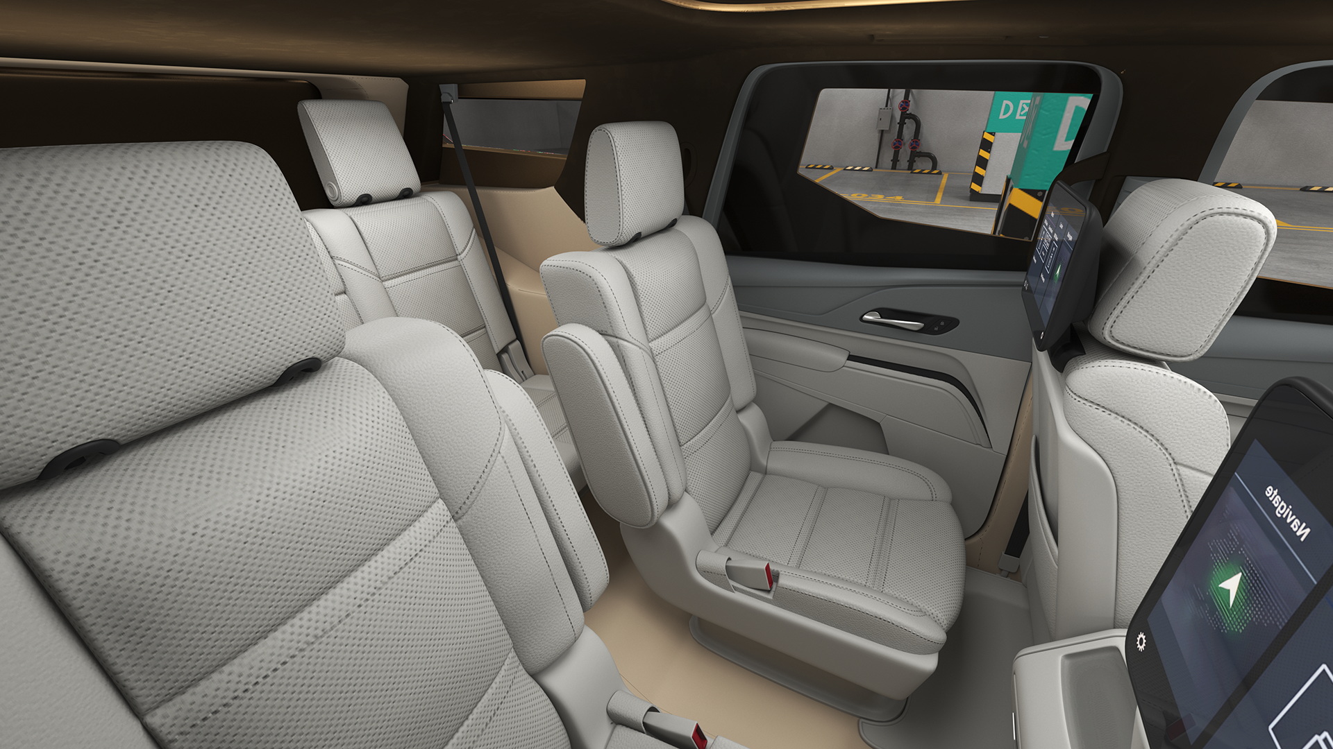 Armored Sand Colored SUV with Lights On 3D model