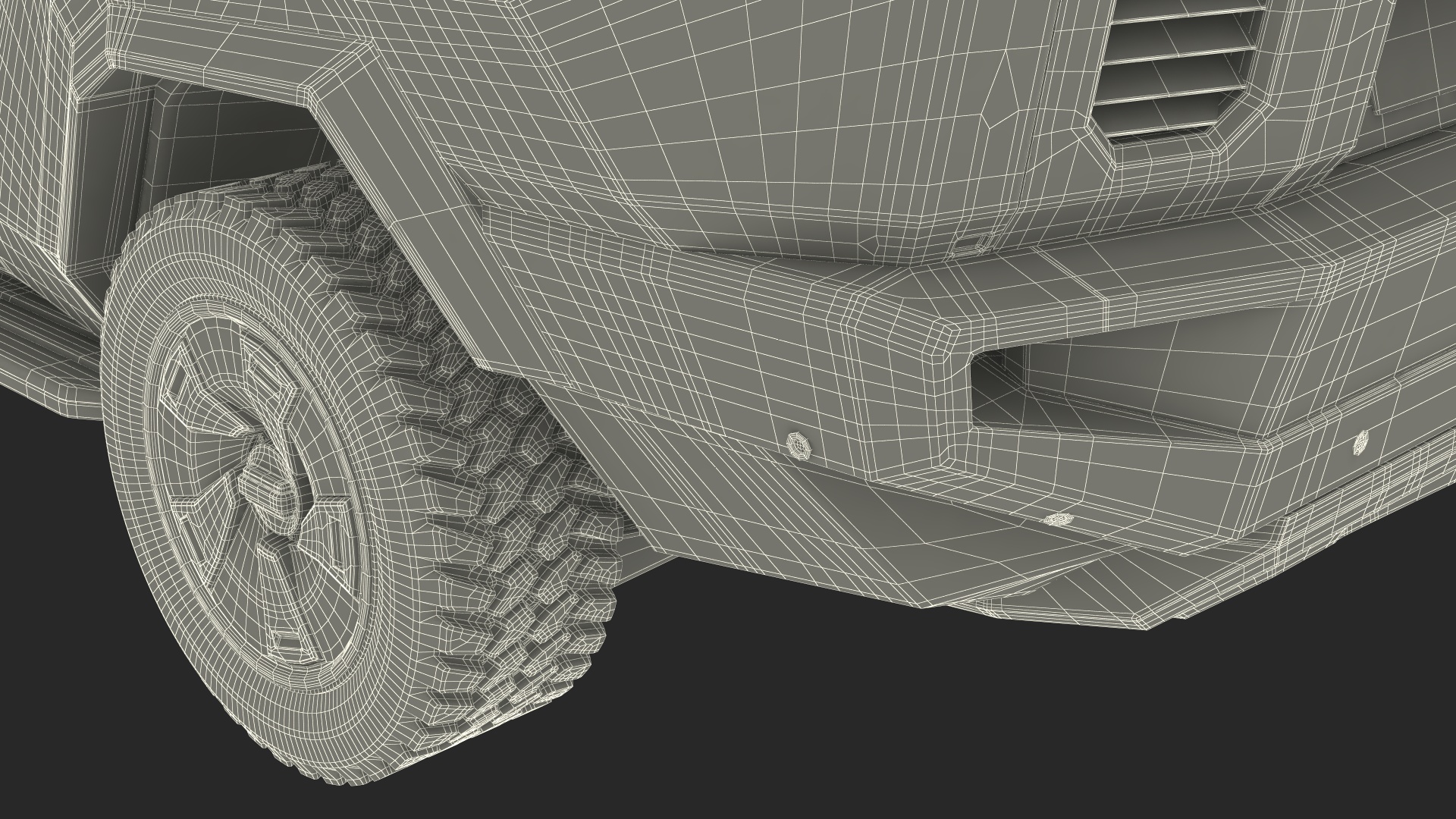 Armored Sand Colored SUV with Lights On 3D model