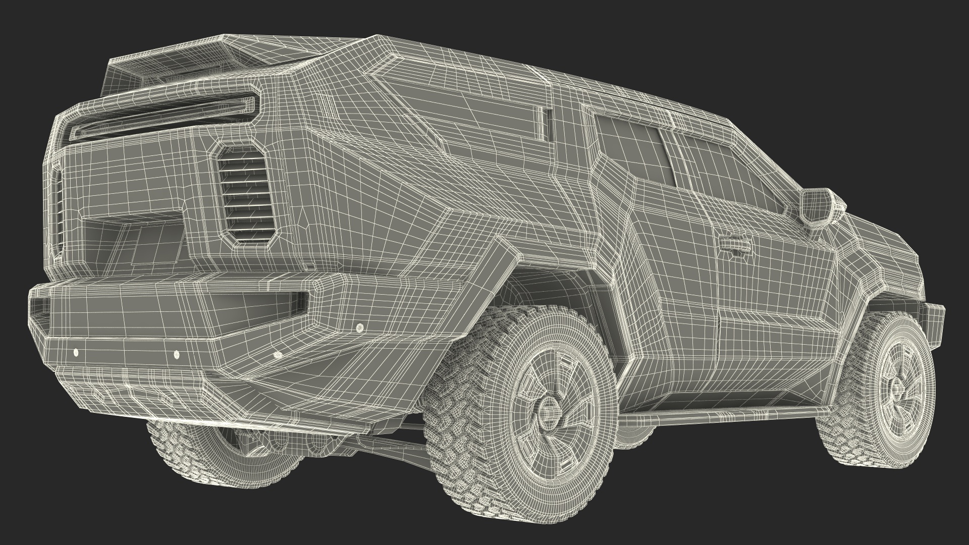 Armored Sand Colored SUV with Lights On 3D model