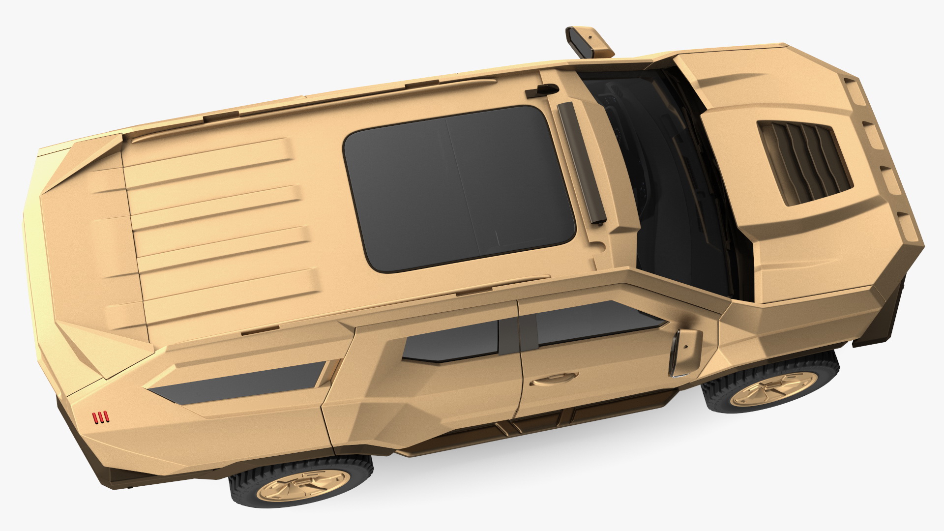 Armored Sand Colored SUV with Lights On 3D model