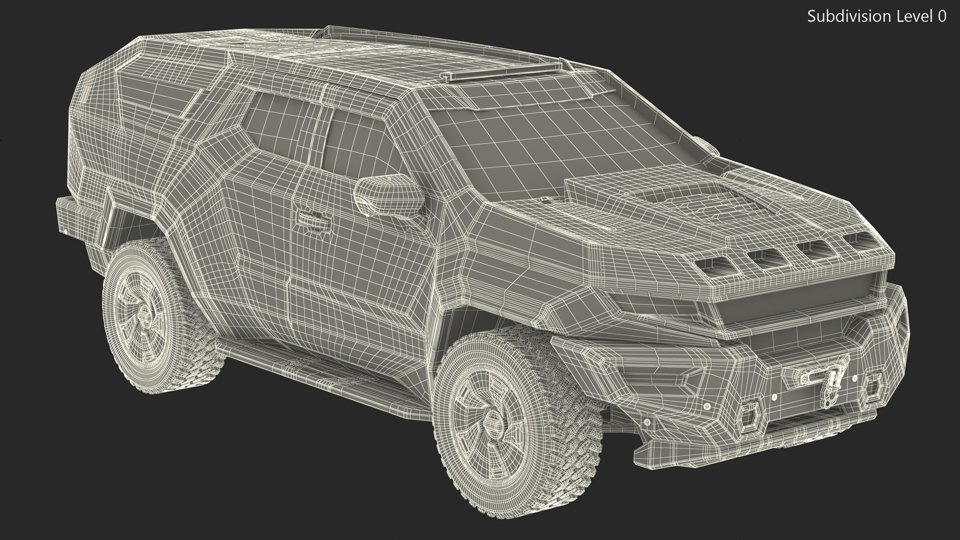 Armored Sand Colored SUV with Lights On 3D model