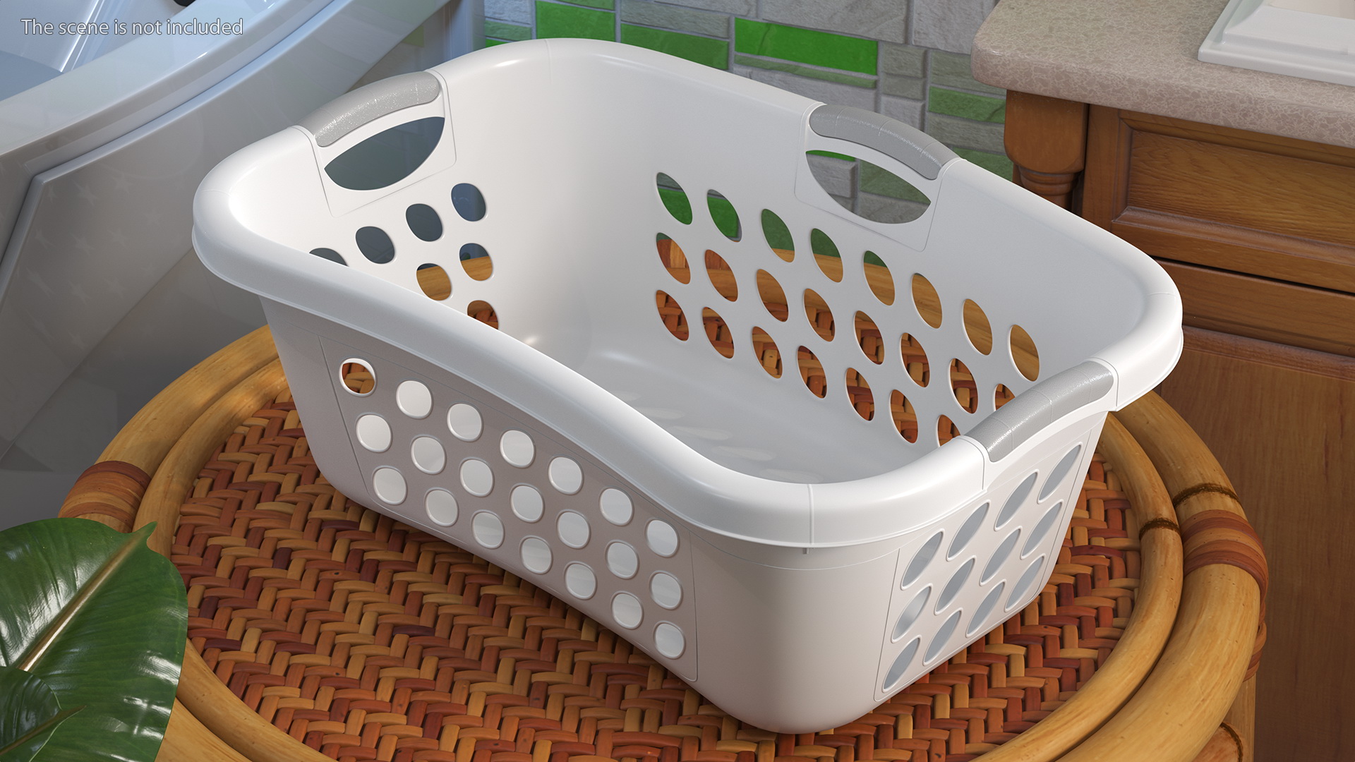 Plastic Laundry Basket Large White 3D model