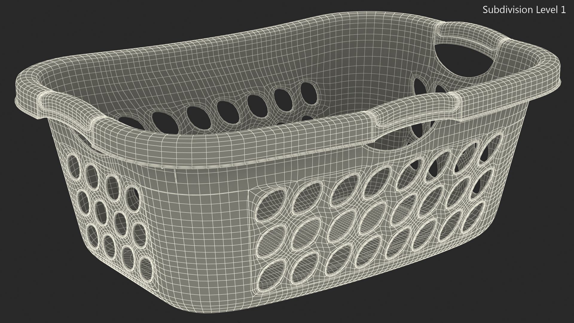 Plastic Laundry Basket Large White 3D model