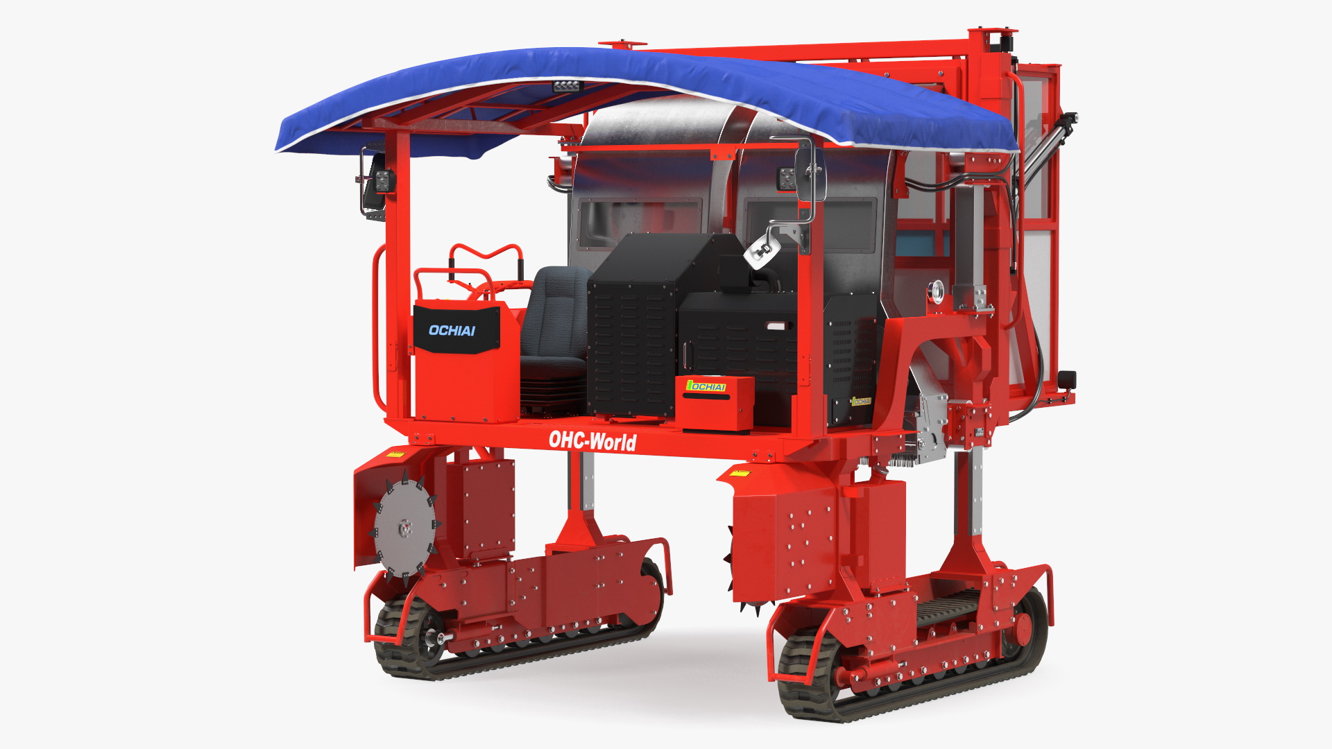 Self Propelled Tea Harvester Ochiai OHC-W Rigged for Cinema 4D 3D