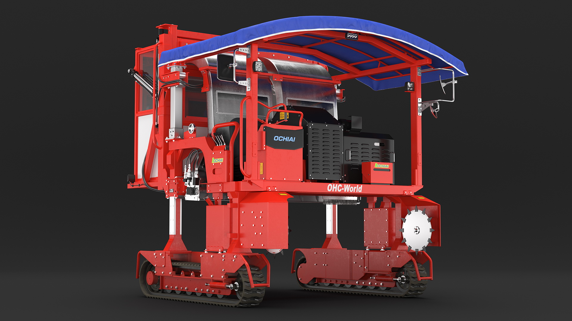 Self Propelled Tea Harvester Ochiai OHC-W Rigged for Cinema 4D 3D