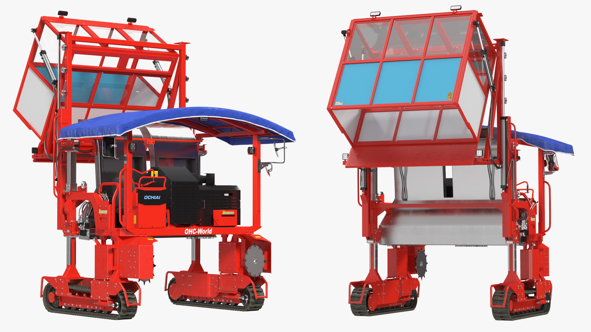 Self Propelled Tea Harvester Ochiai OHC-W Rigged for Cinema 4D 3D